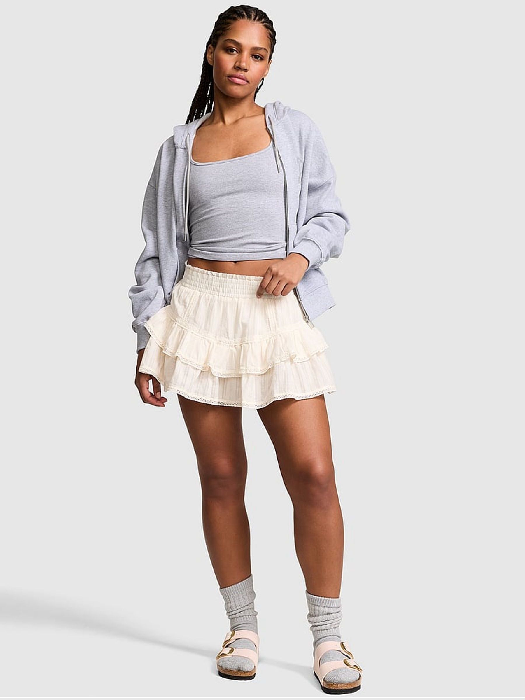Winter White Ruffle Mini Skirt - Image 1 of 2