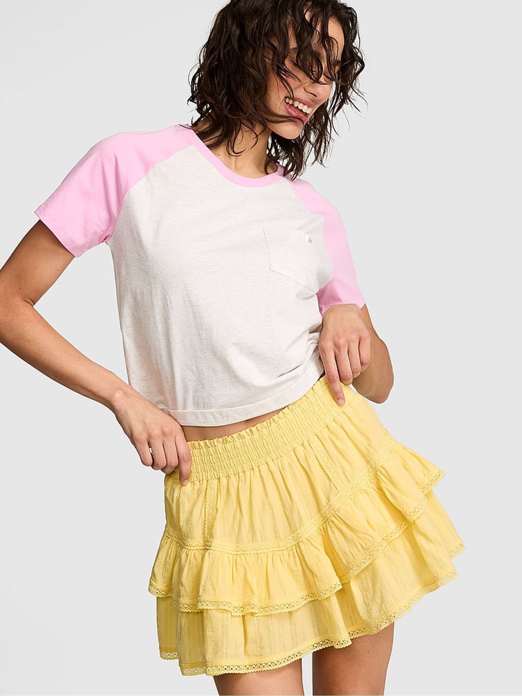Lemon Tree Yellow Ruffle Mini Skirt - Image 1 of 3