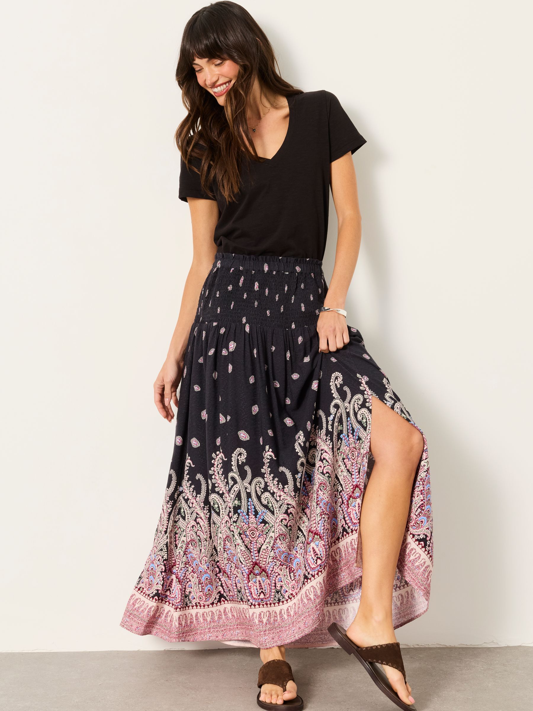 Black Paisley Harper Midi Skirt - Image 1 of 7