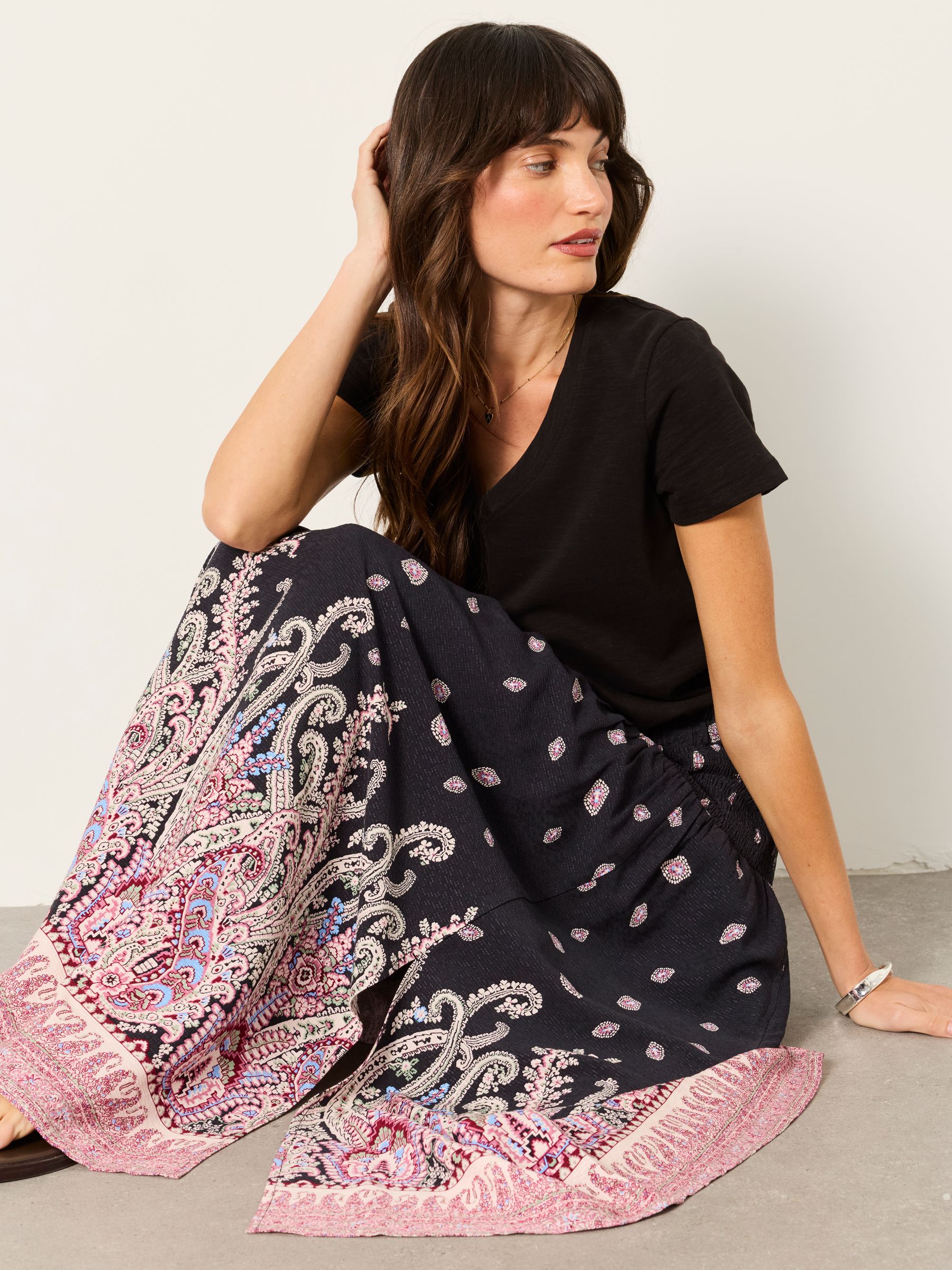 Black Paisley Harper Midi Skirt - Image 6 of 7
