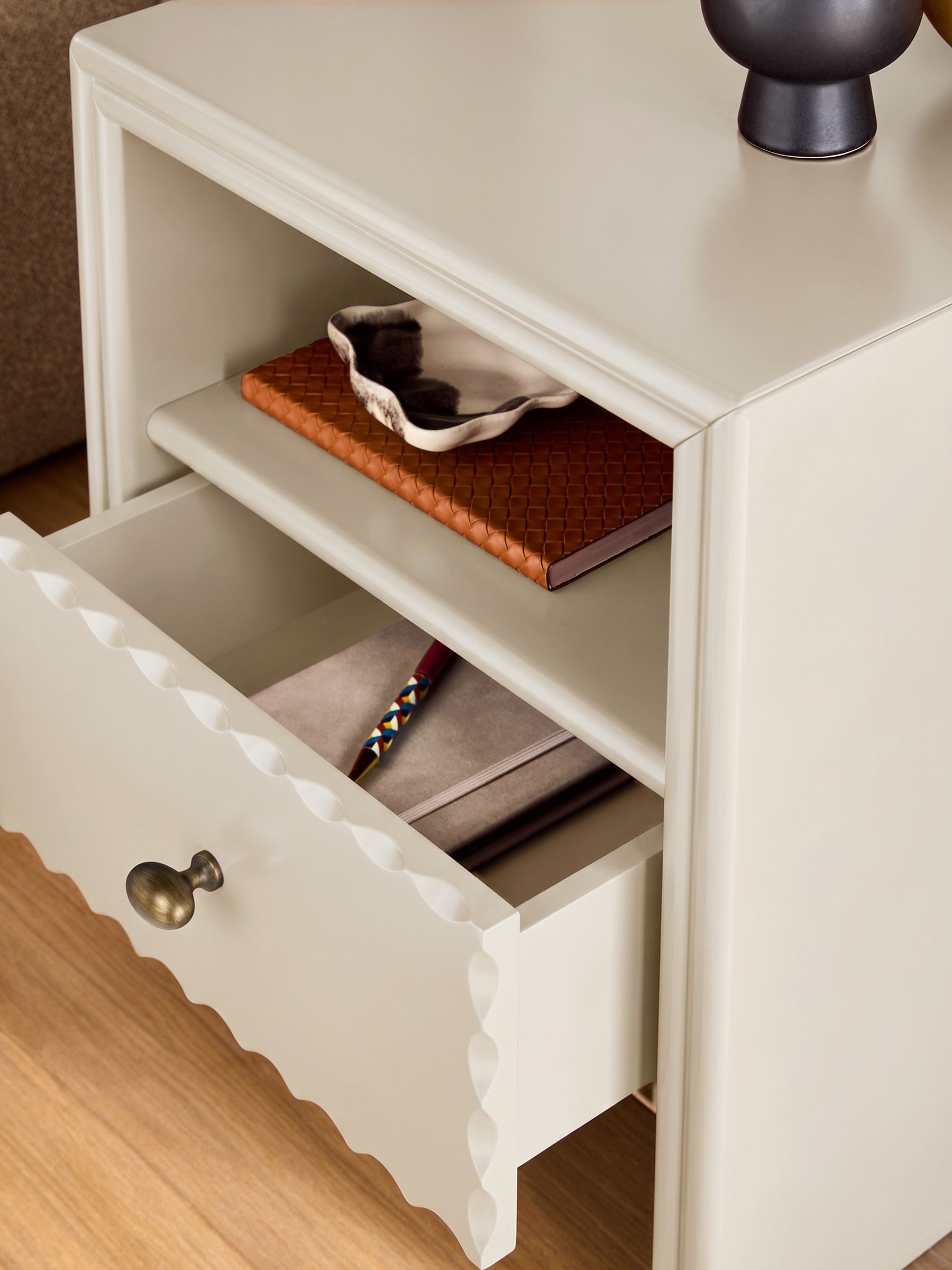Roisin Bedside Table in Ecru White - Image 2 of 6 Roisin Bedside Table in Ecru White - Image 2 of 6