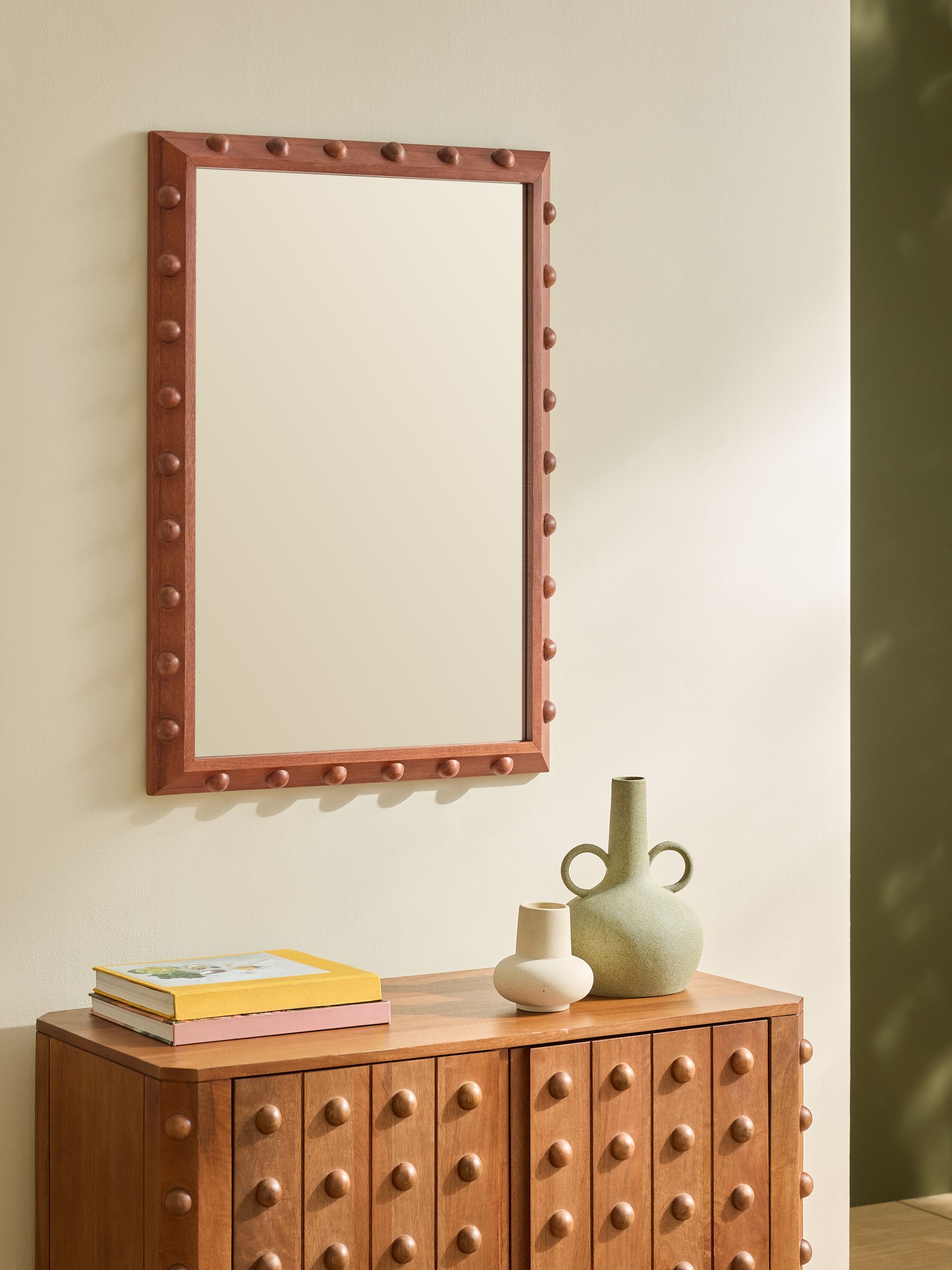 Elodie Mirror in Dark Stain Mango Wood - Image 1 of 5 Elodie Mirror in Dark Stain Mango Wood - Image 1 of 5
