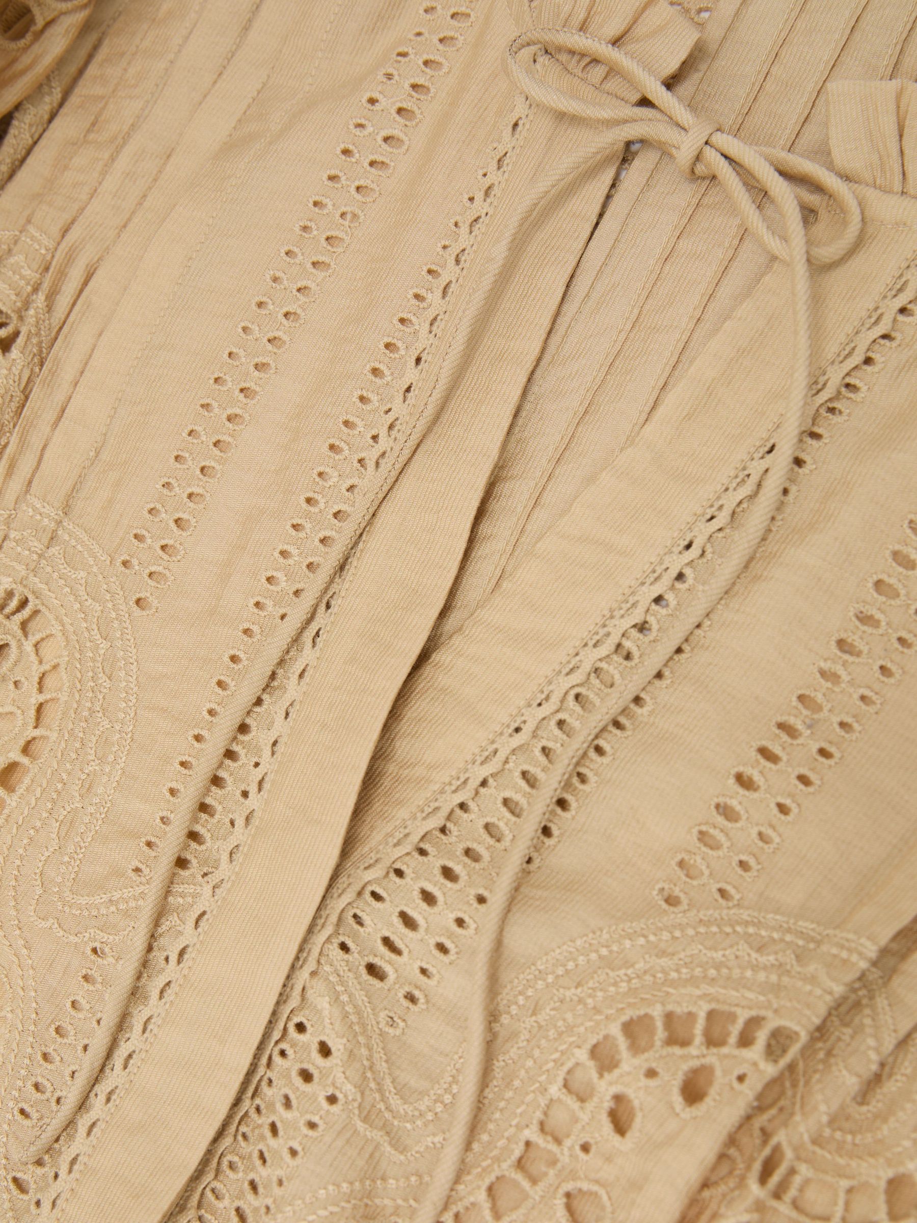 Broderie Anglaise Tie-Neck Blouse in Neutral - image 3