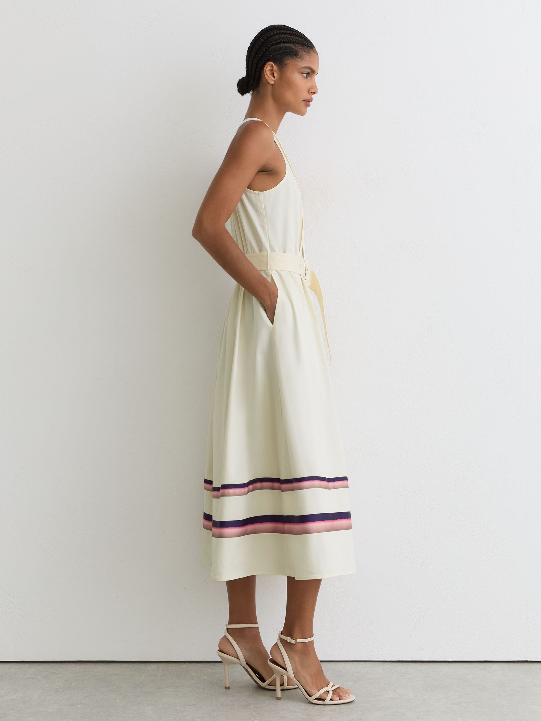Stretch-Cotton Stripe-Detail Midi Dress in Cream - image 2