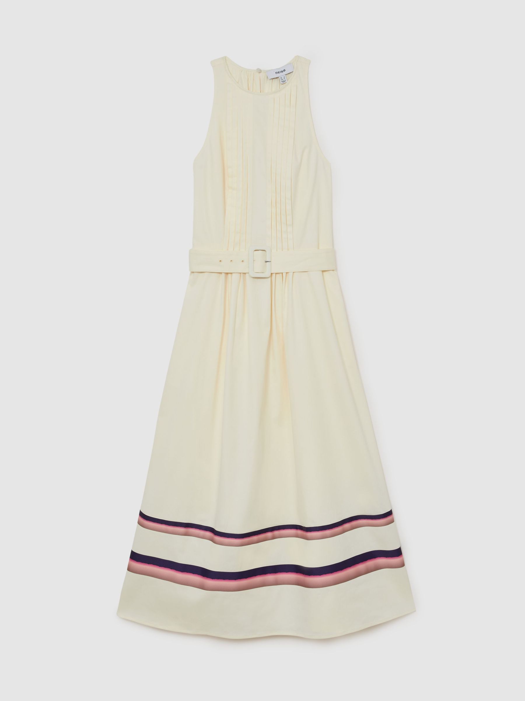 Stretch-Cotton Stripe-Detail Midi Dress in Cream - image 1