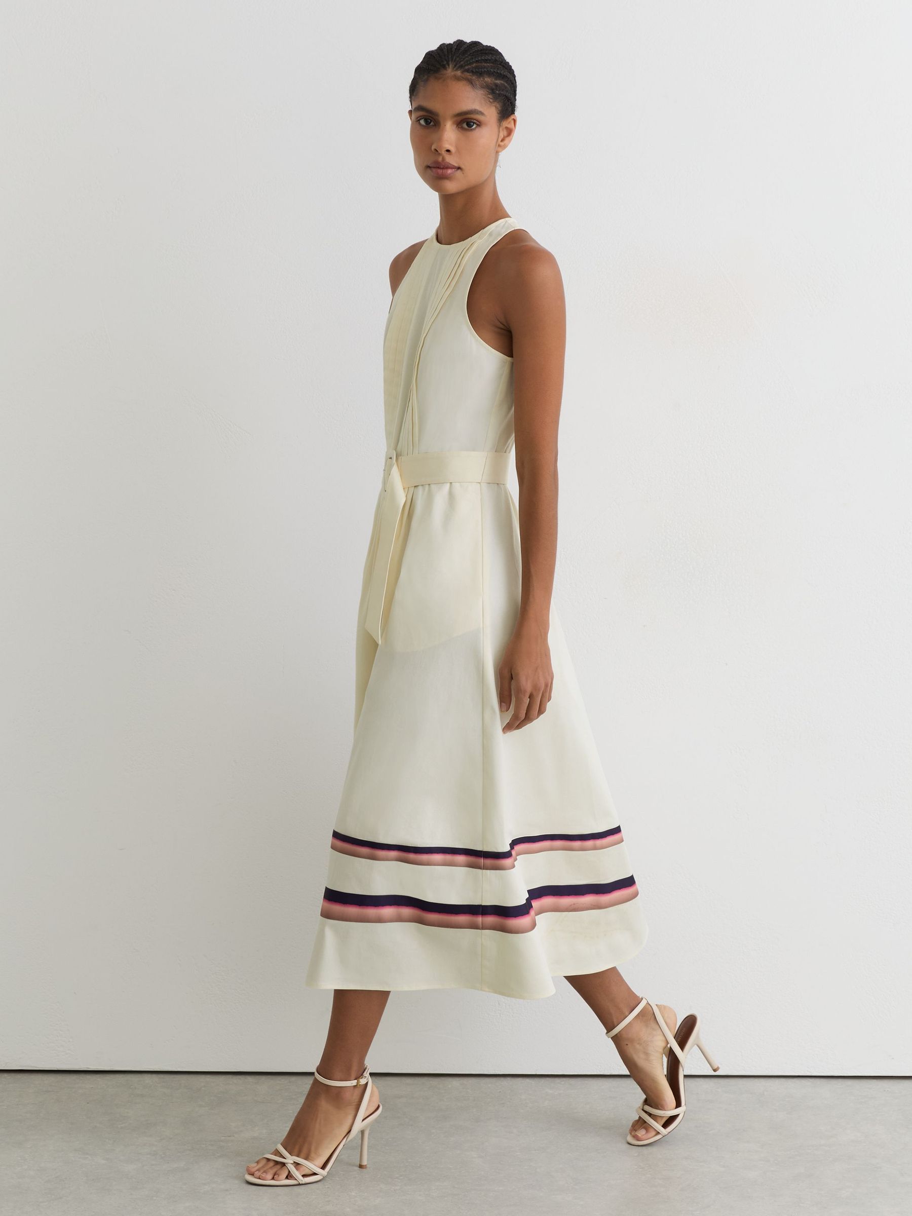 Stretch-Cotton Stripe-Detail Midi Dress in Cream - image 4