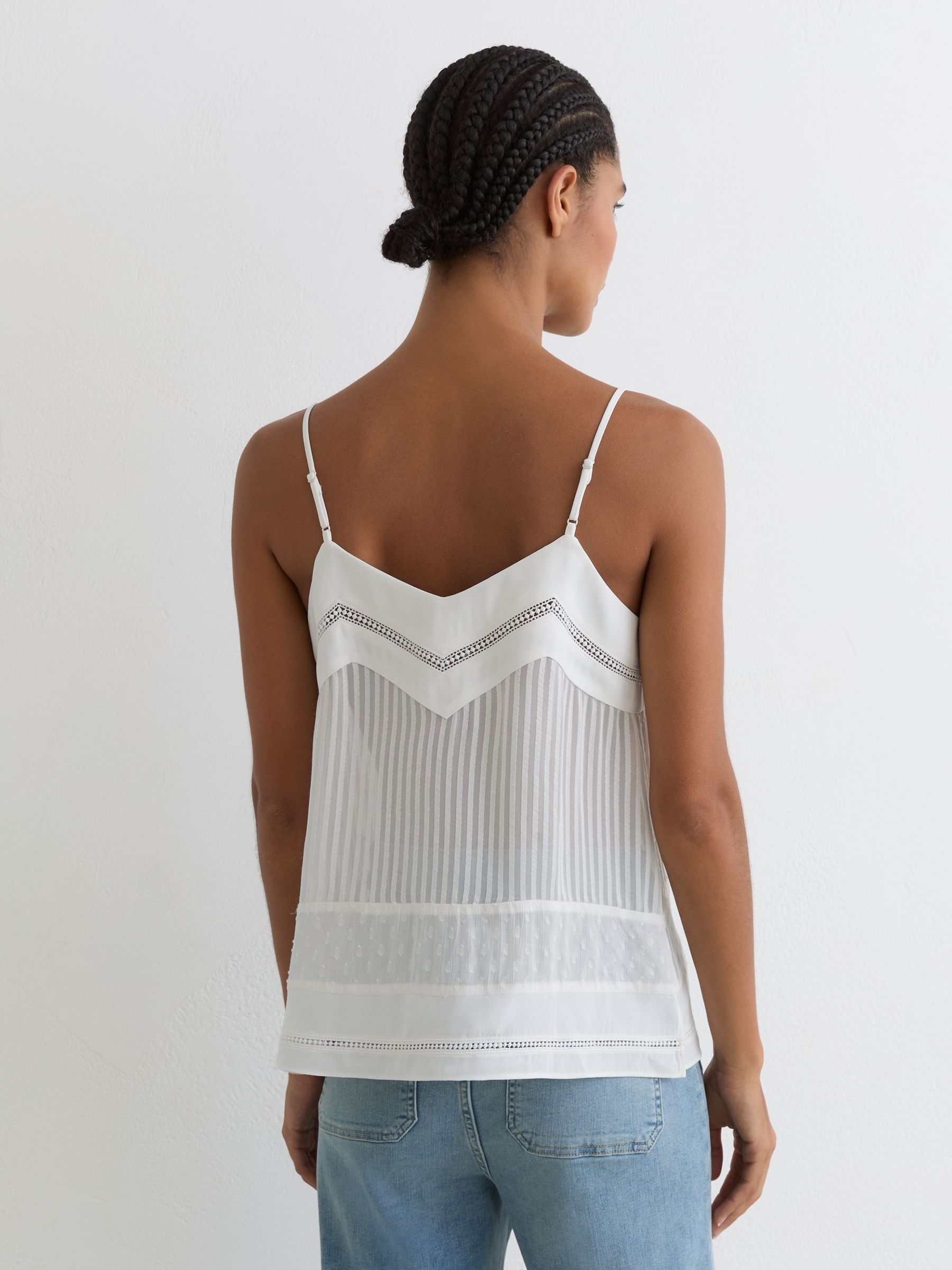 Lace-Up Semi-Sheer Cami Top in Ivory - image 4