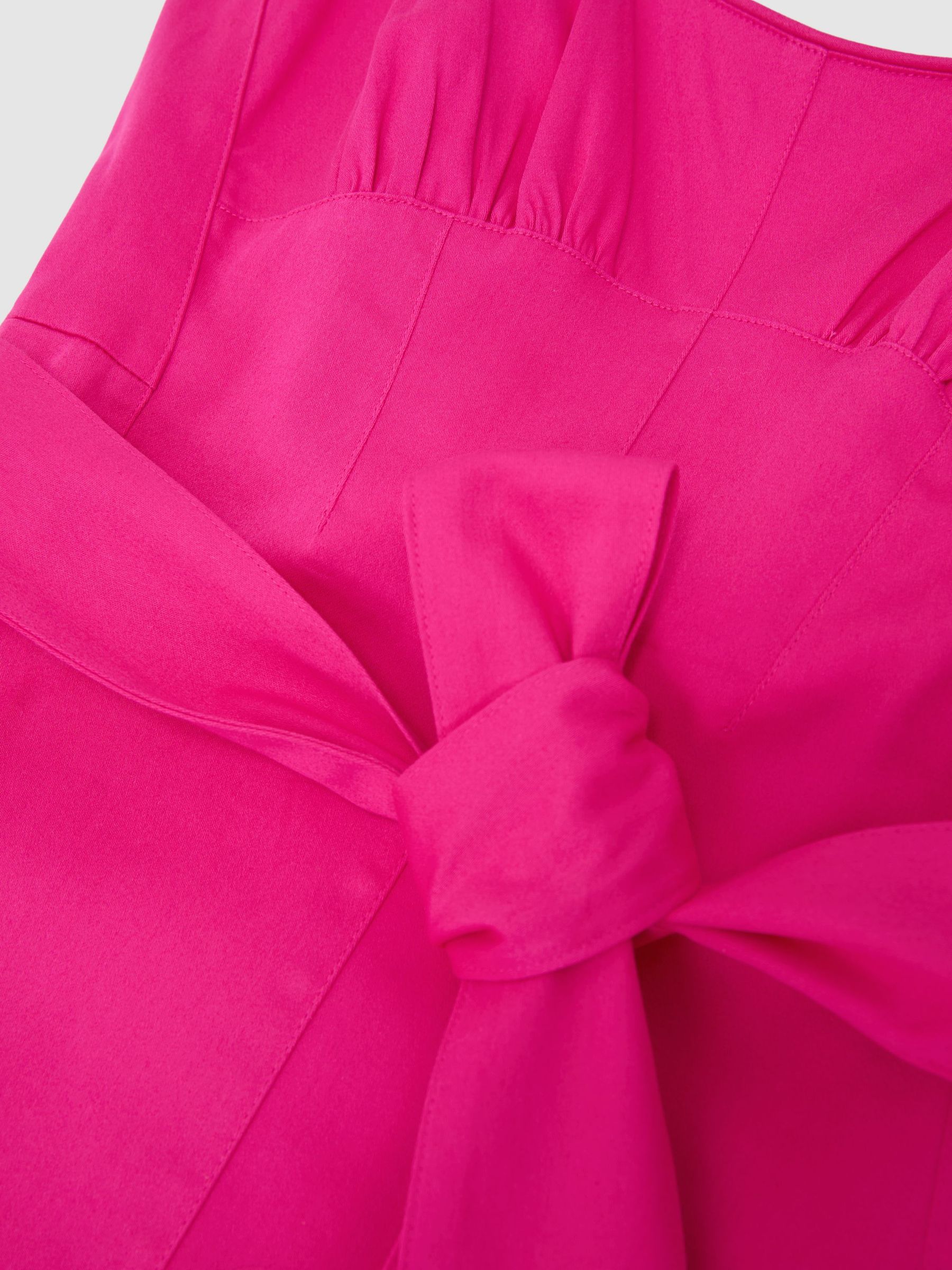 Cotton Belted Midi Dress with Stretch in Pink - image 3