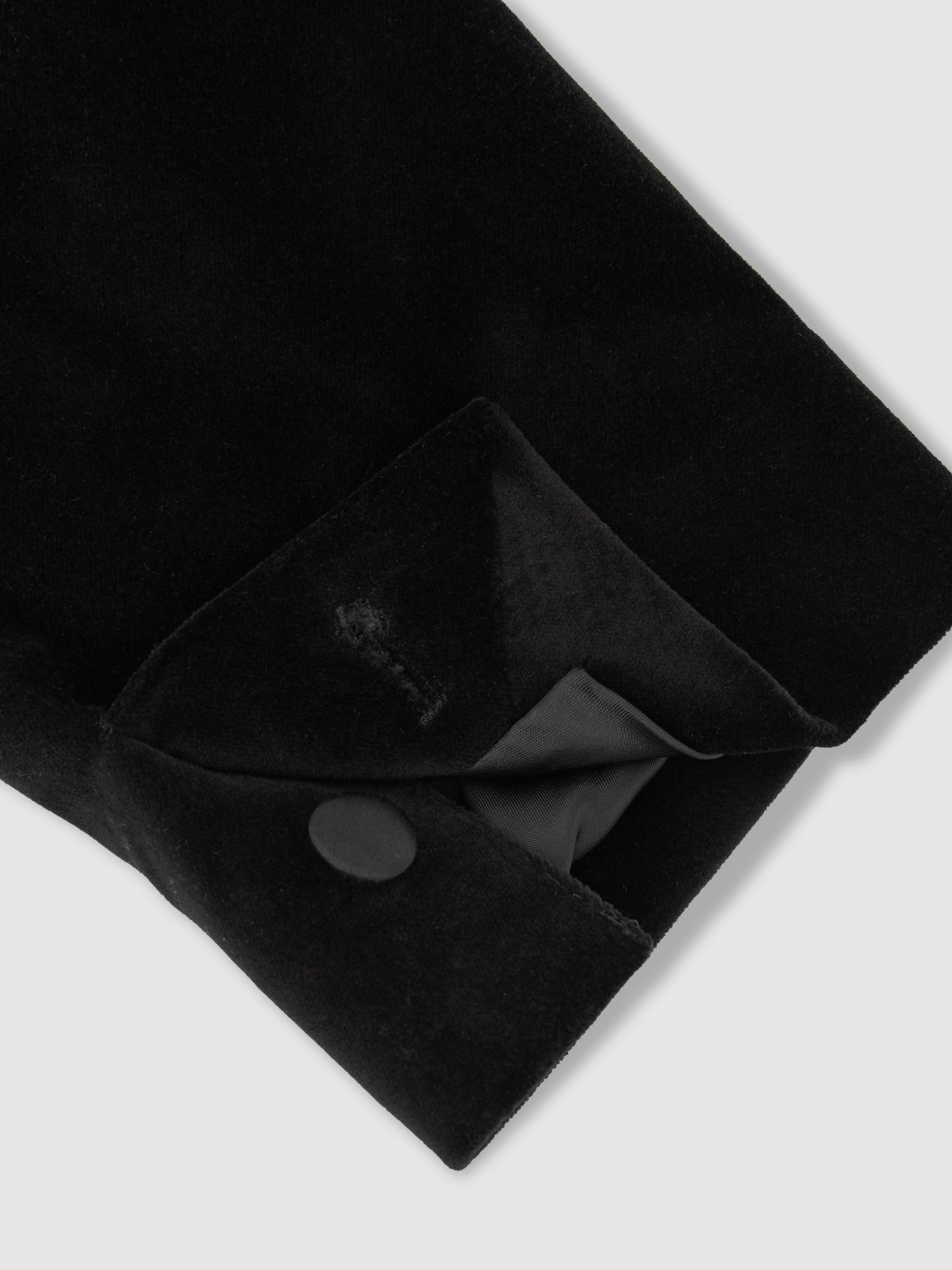 Velvet Single-Breasted Blazer Tailored-Fit in Black - Image 6 of 7