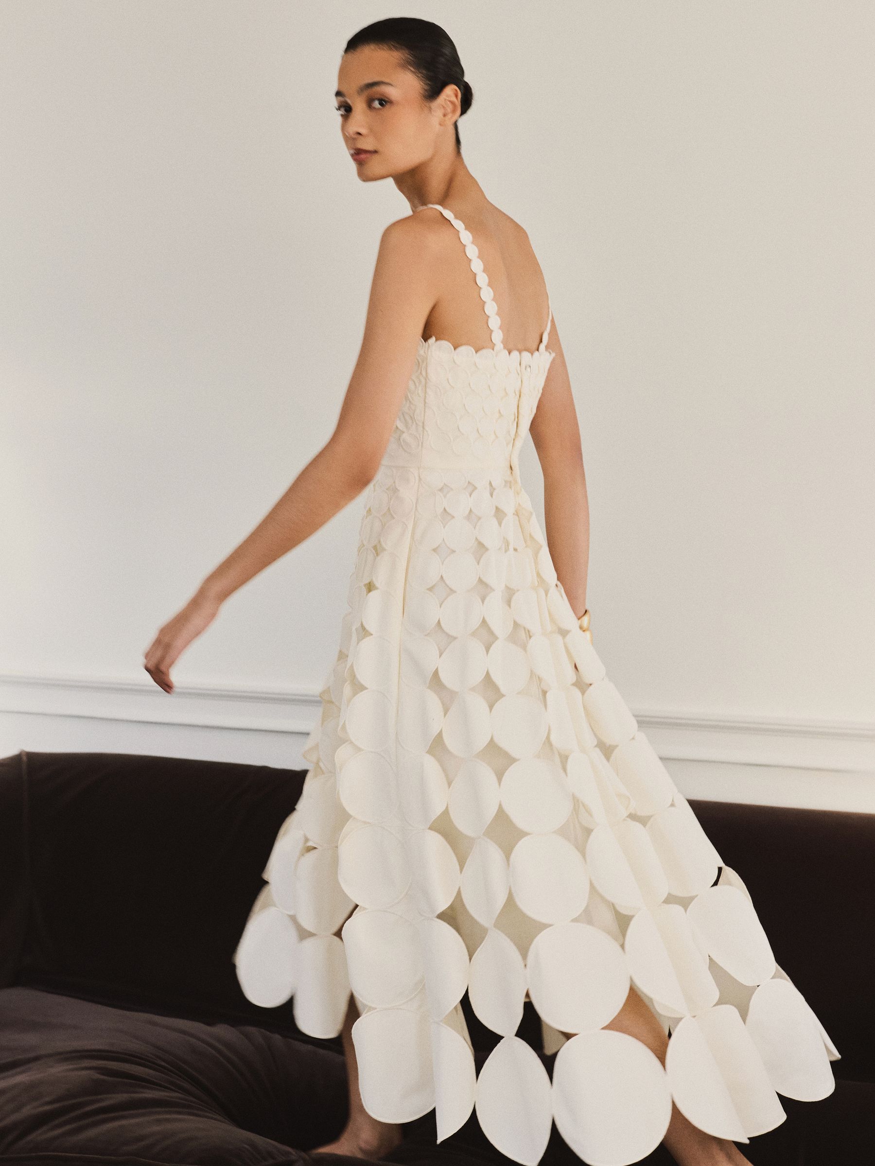 Cotton Cut-Out Belted Midi Dress in Cream - image 5