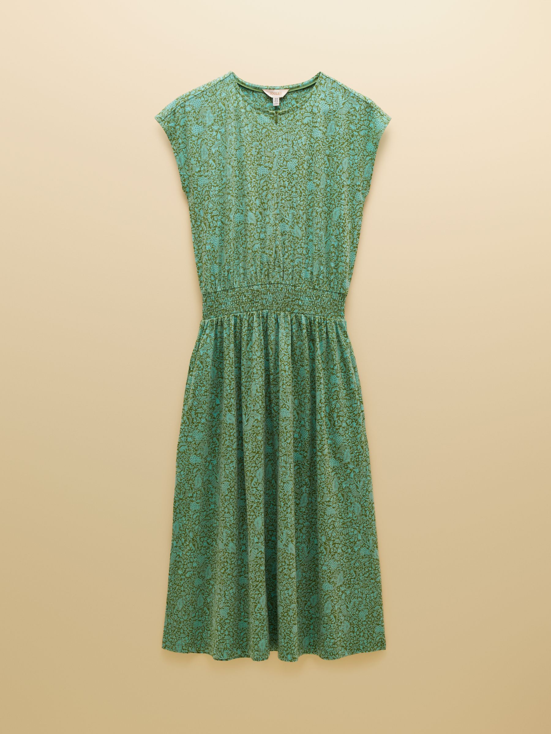 Lilia Green Jersey Smocked Waist Midi Dress - Image 8 of 8