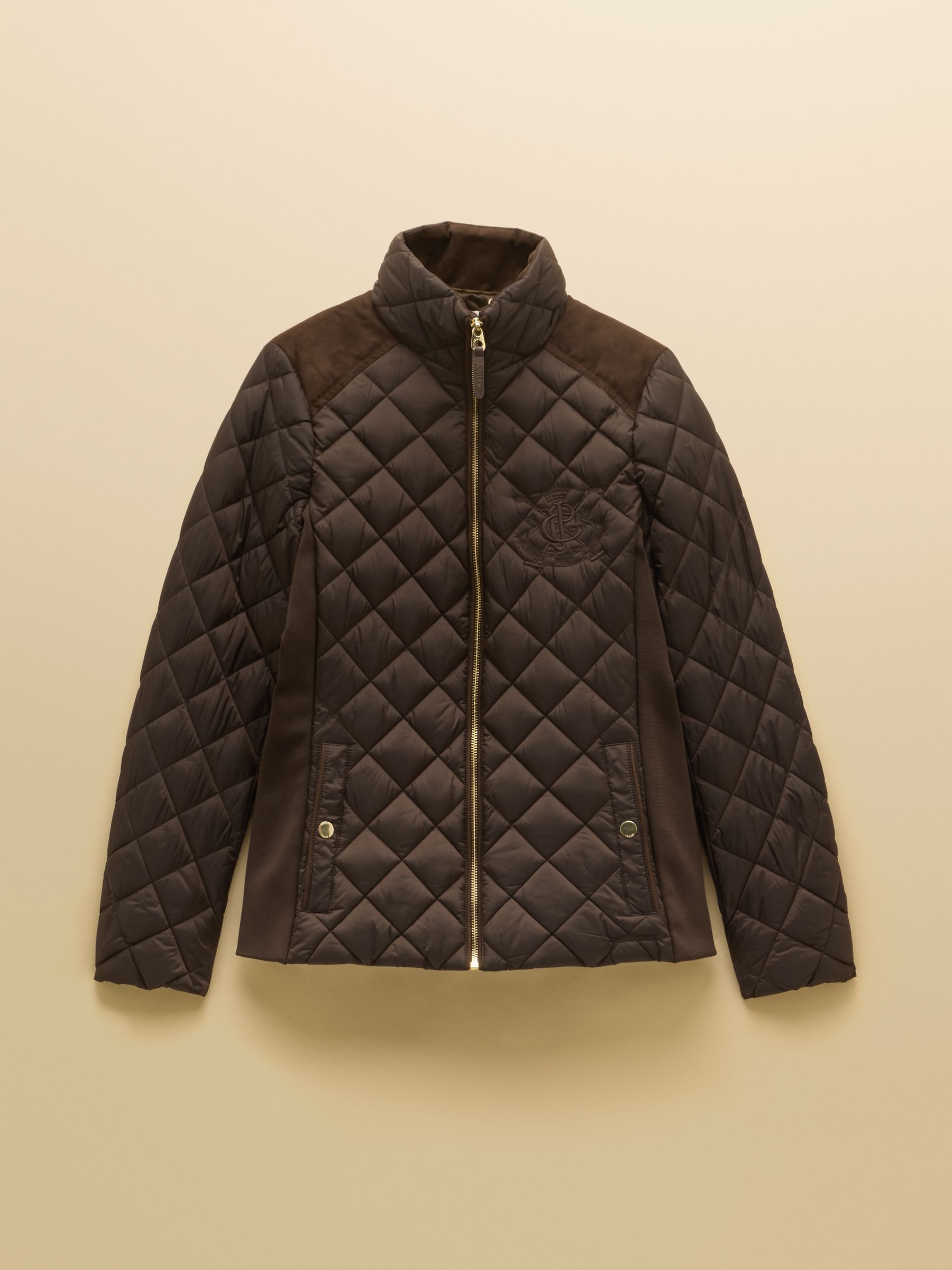 Braemar Luxe Chocolate Brown Showerproof Diamond Quilted Coat - Image 11 of 11