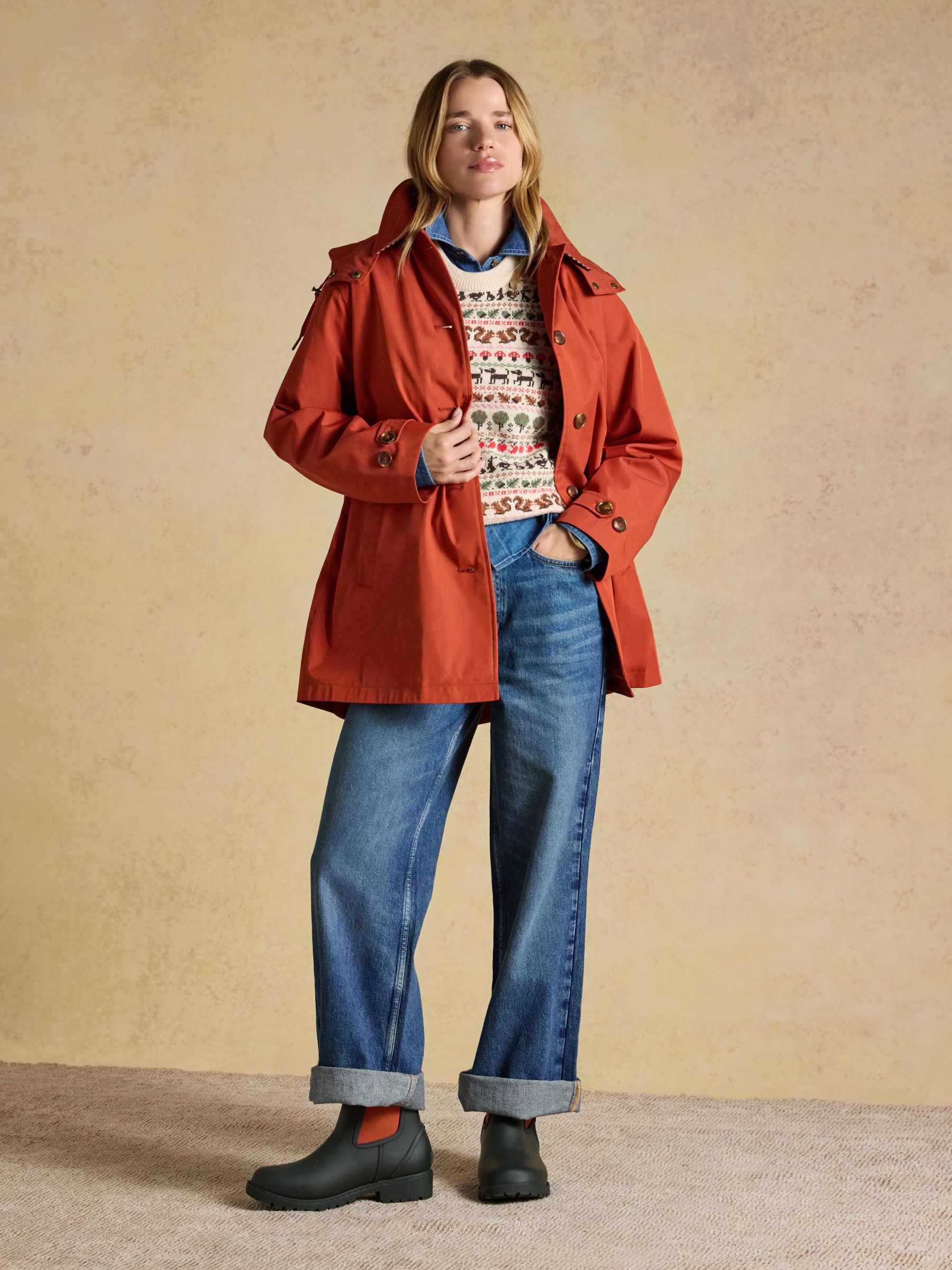 Rainmore Rust Red Waterproof Button Through Raincoat - Image 3 of 13
