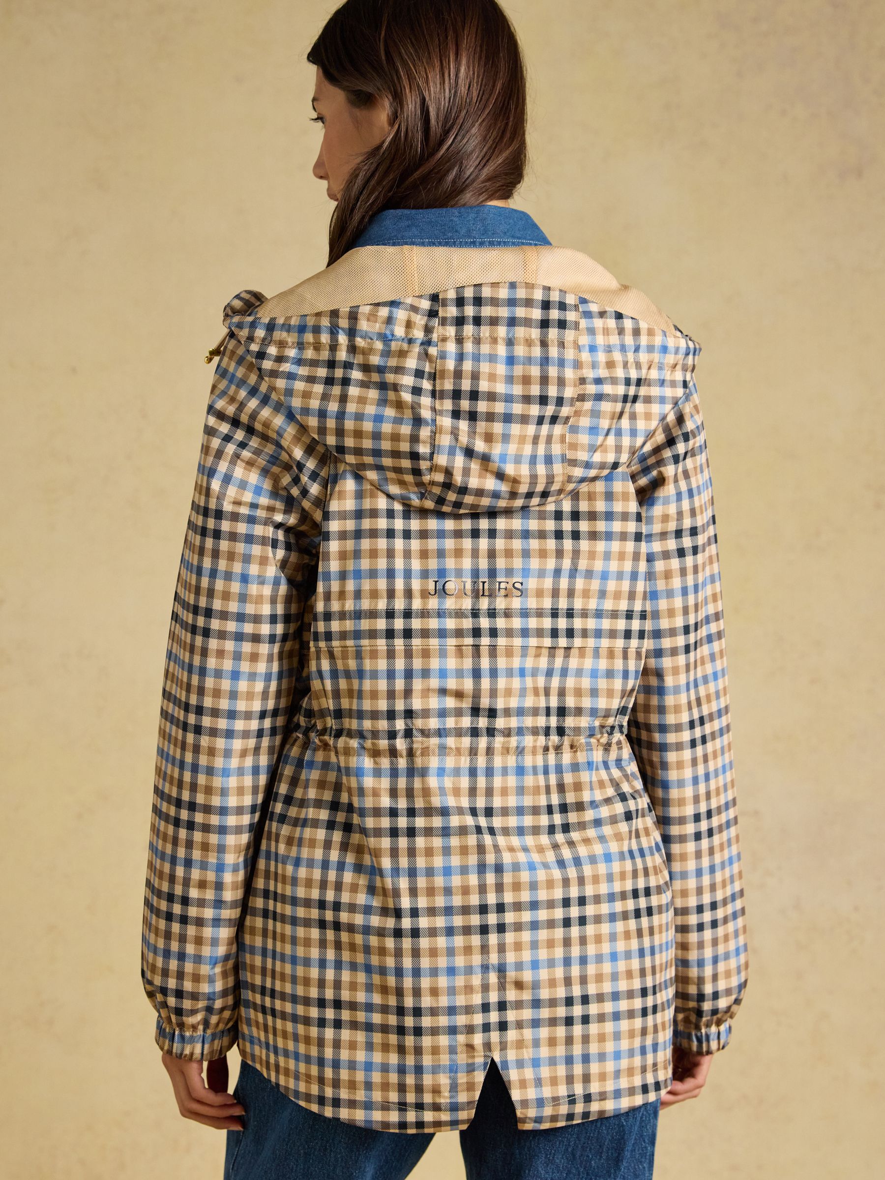 Everdry Brown Check Waterproof Packable Raincoat With Hood - Image 2 of 10