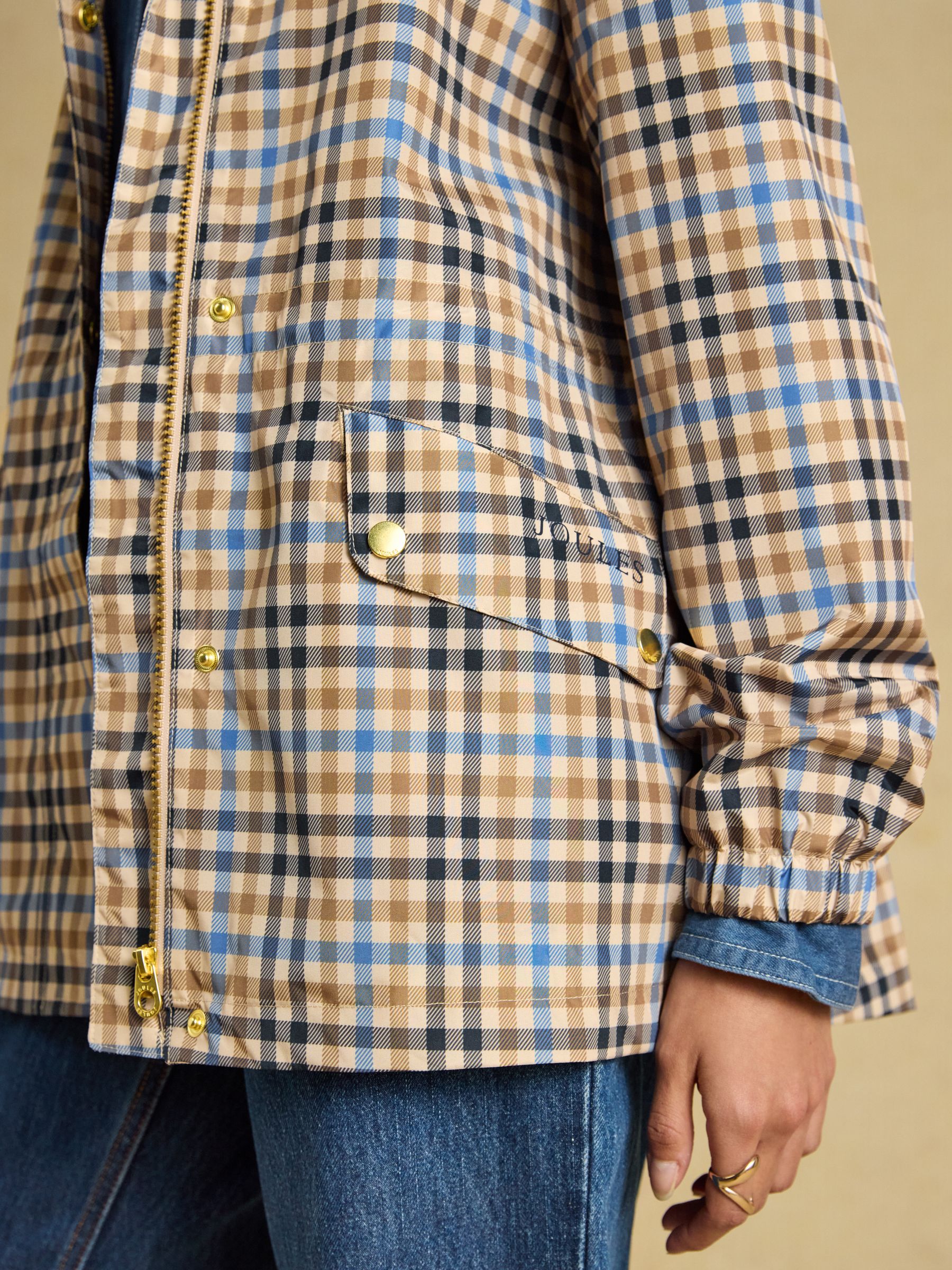 Everdry Brown Check Waterproof Packable Raincoat With Hood - Image 5 of 10