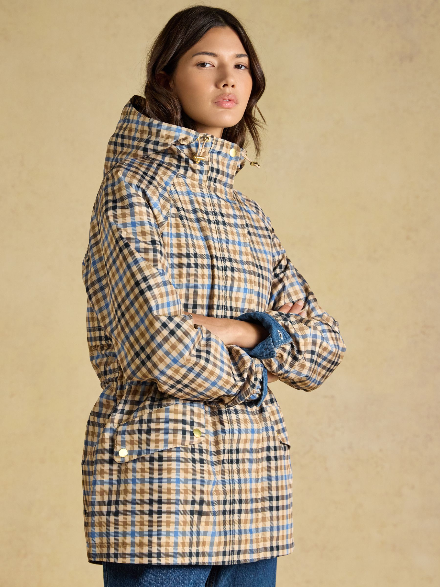 Everdry Brown Check Waterproof Packable Raincoat With Hood - Image 7 of 10