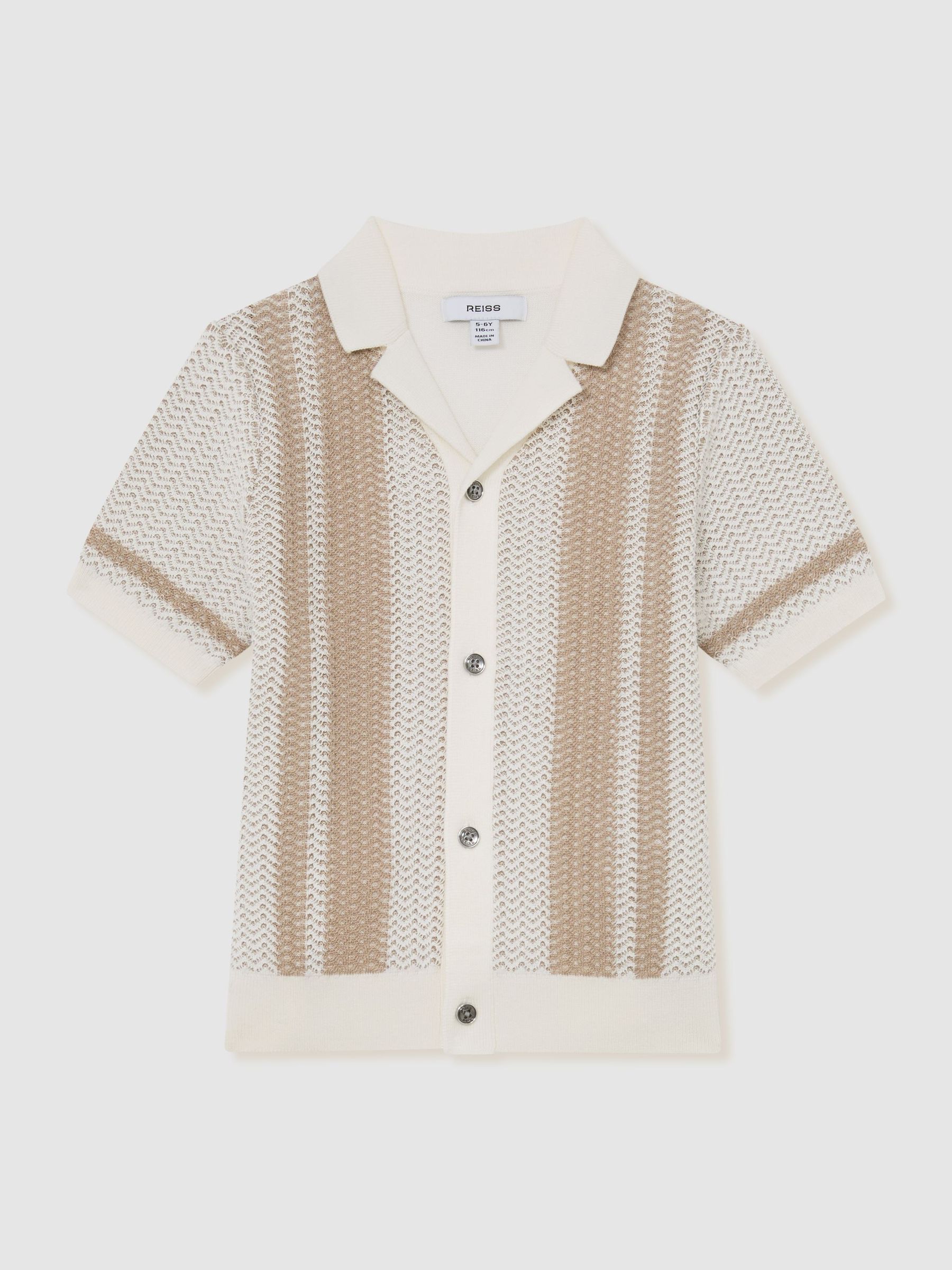 Cotton Textured-knit Striped Shirt