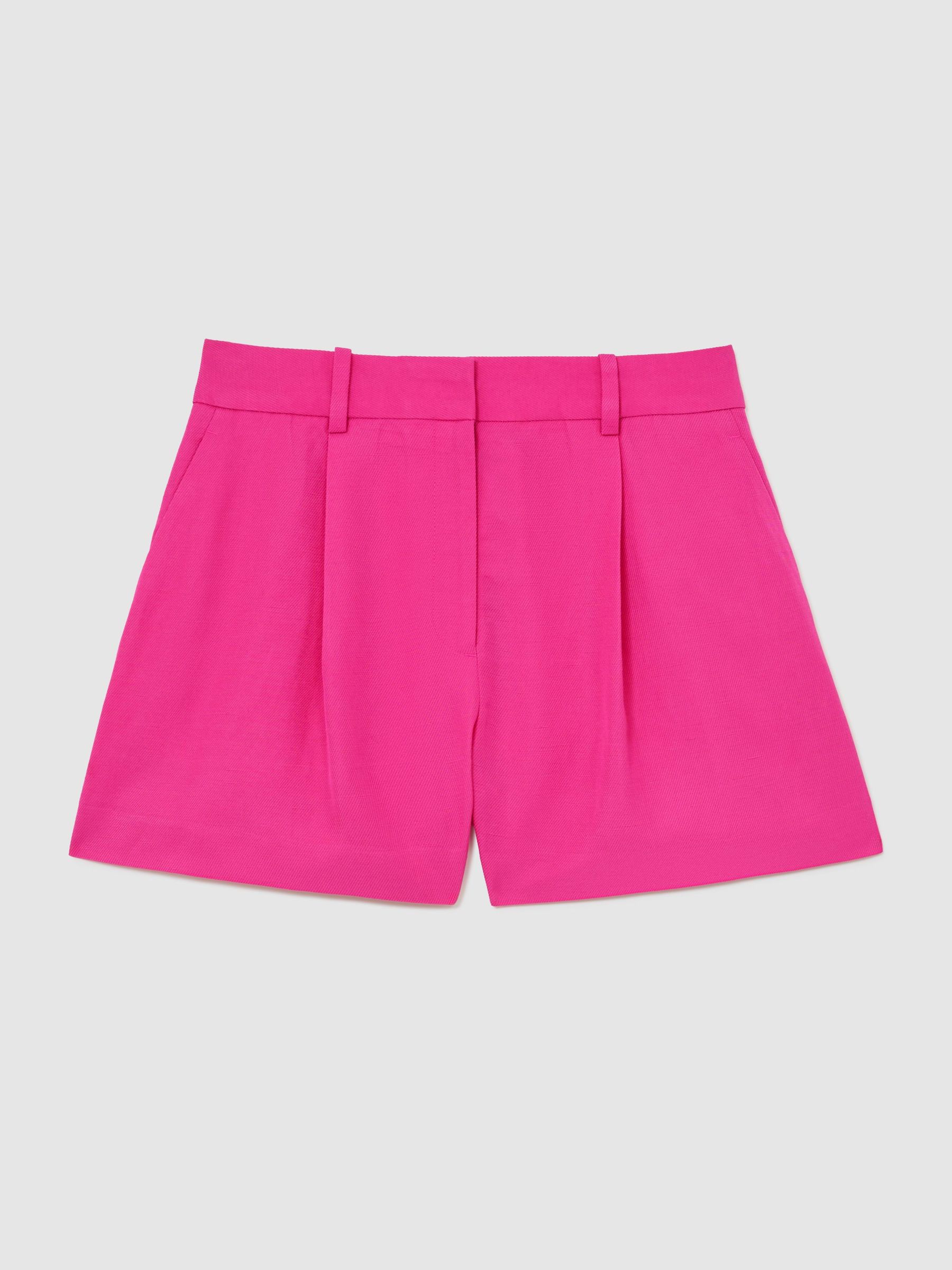 Tailored Shorts with Linen in Pink - Image 2 of 6