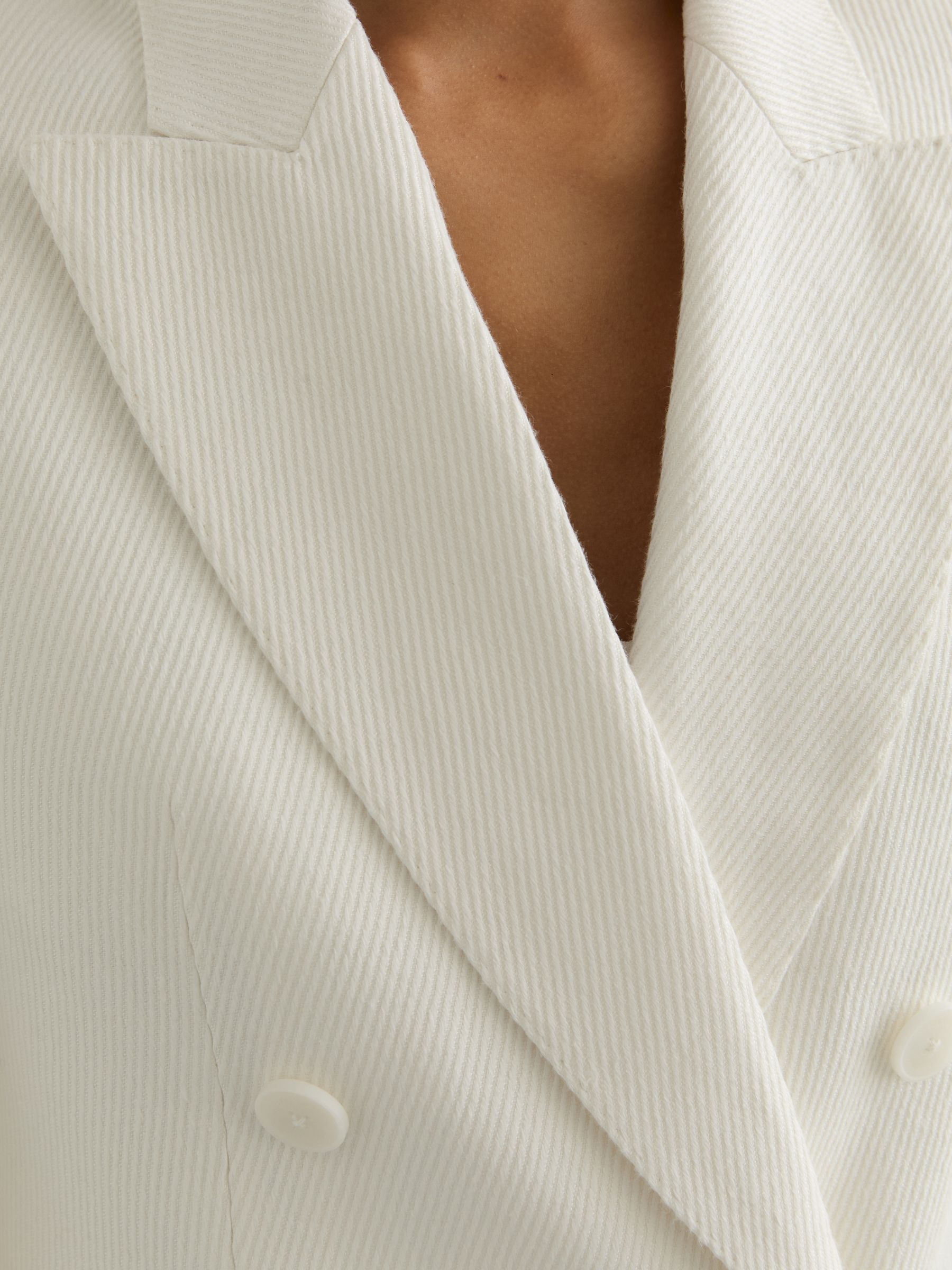 Linen-Blend Double-Breasted Suit Jacket in White - image 5