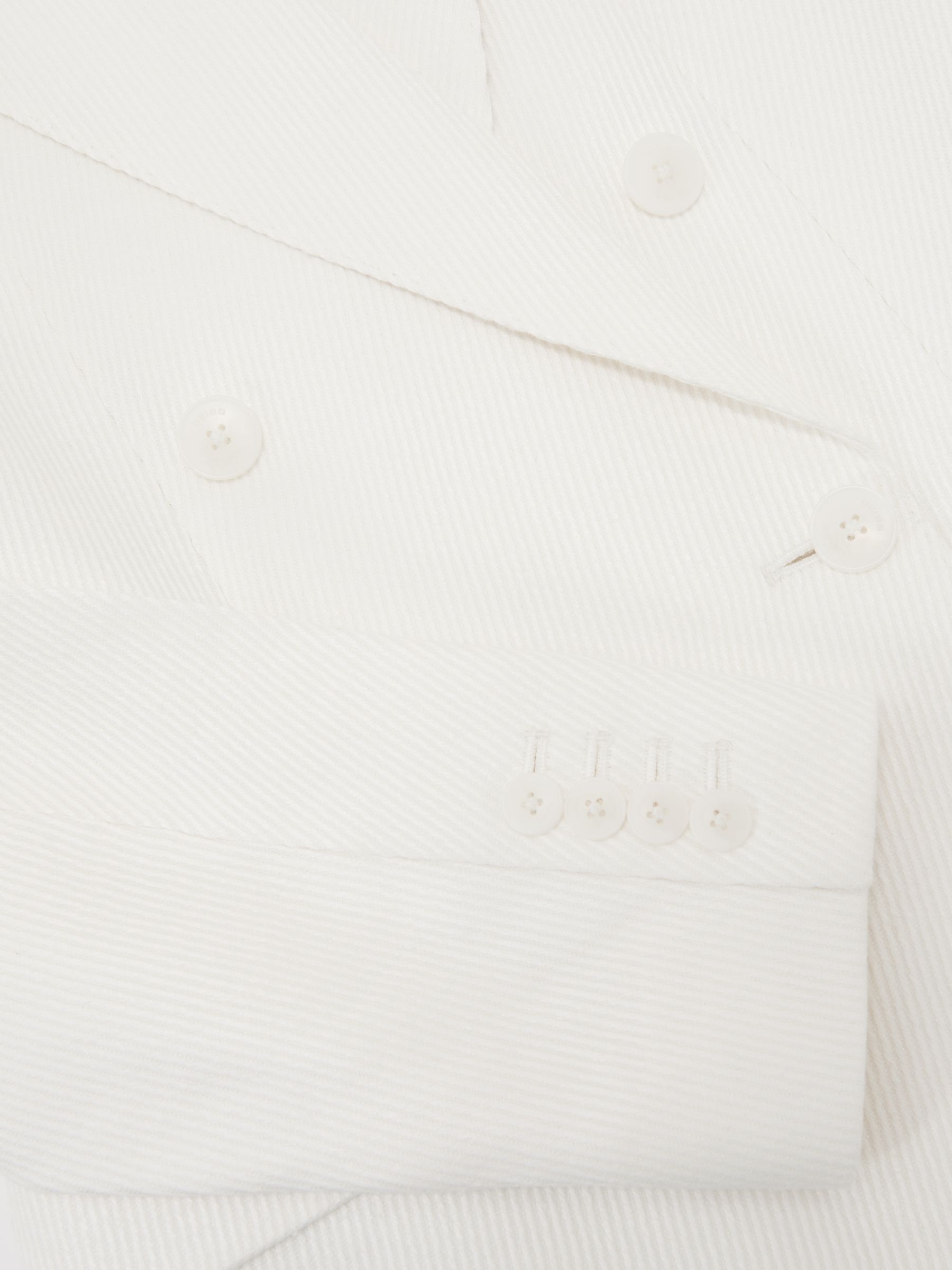 Linen-Blend Double-Breasted Suit Jacket in White - image 3