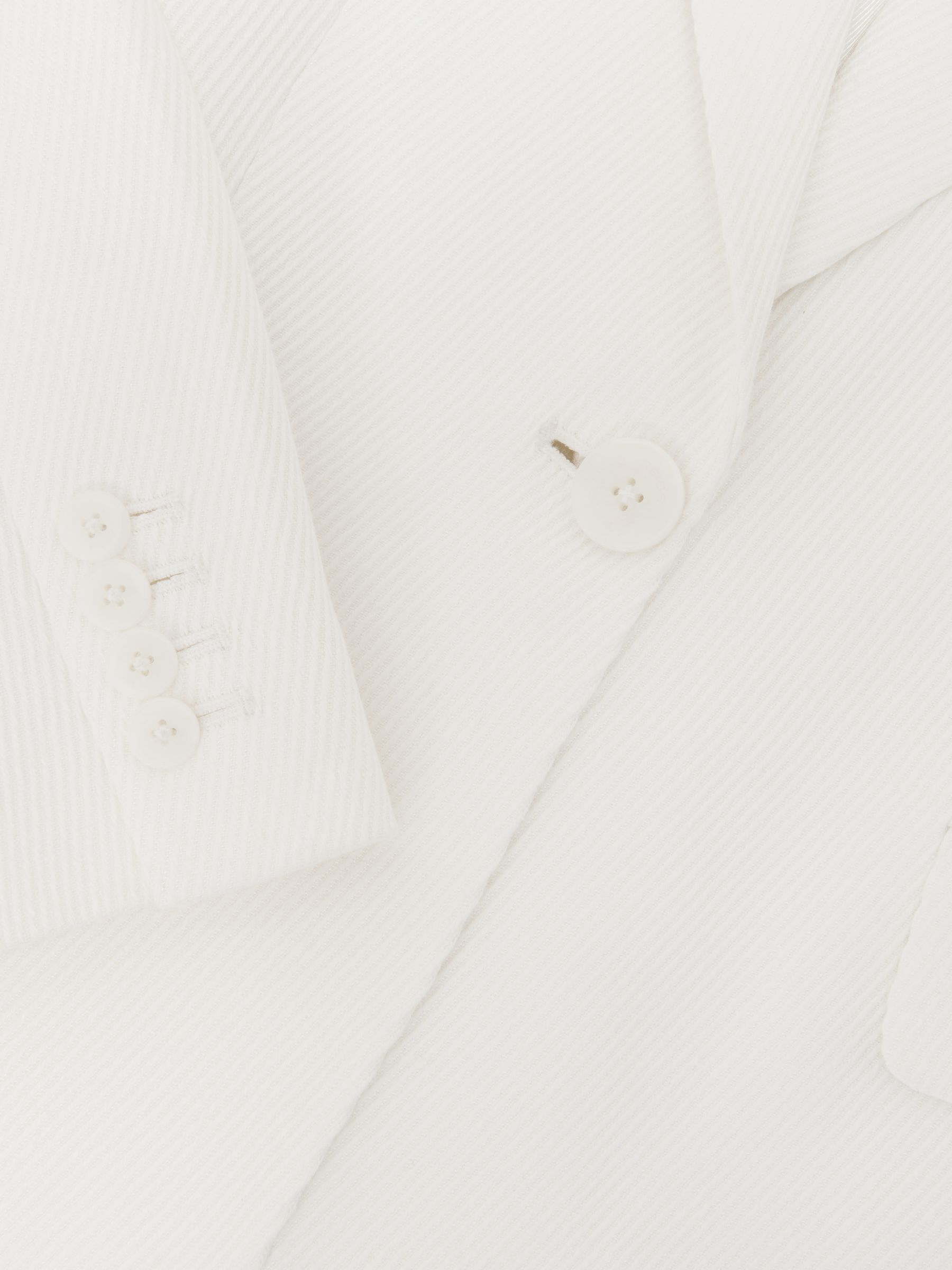 Linen-Blend Single-Breasted Suit Jacket in White - image 2