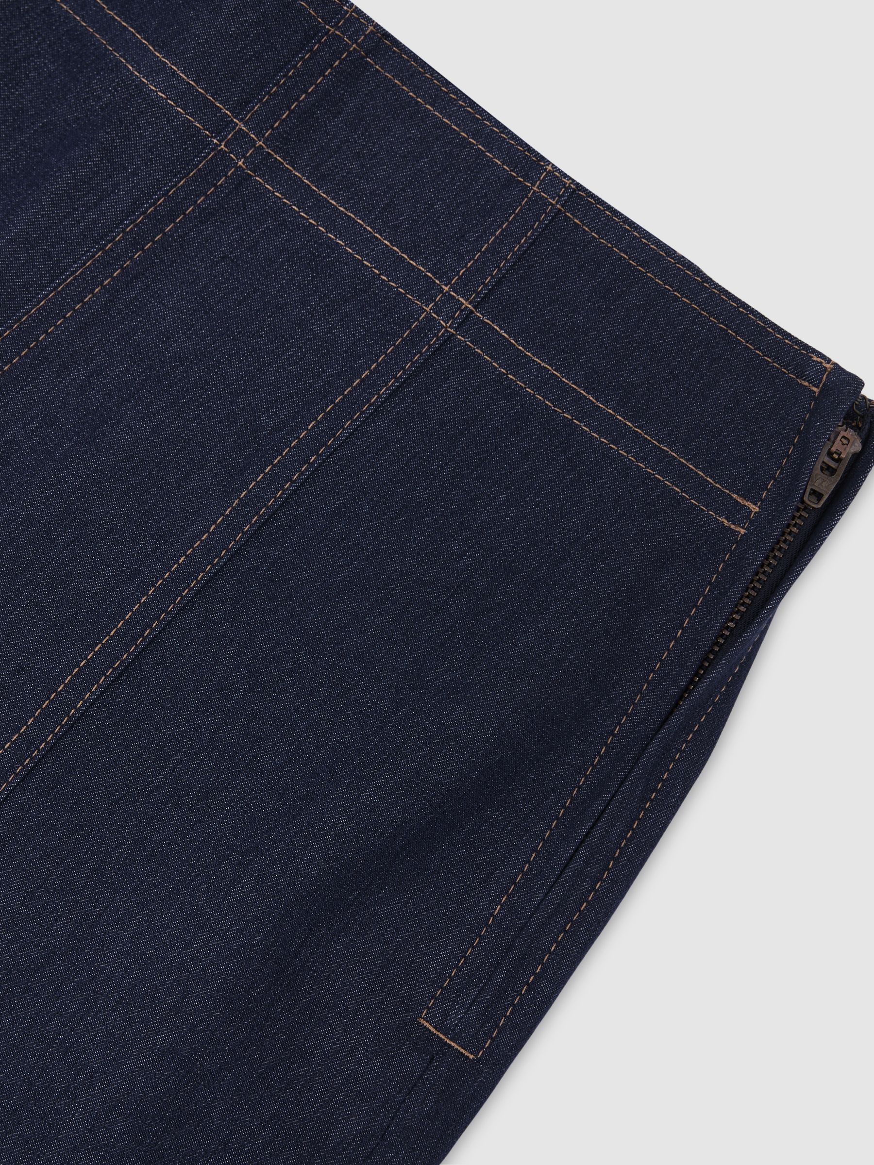 Flared-Leg Denim-Look Trousers in Dark Blue - image 3