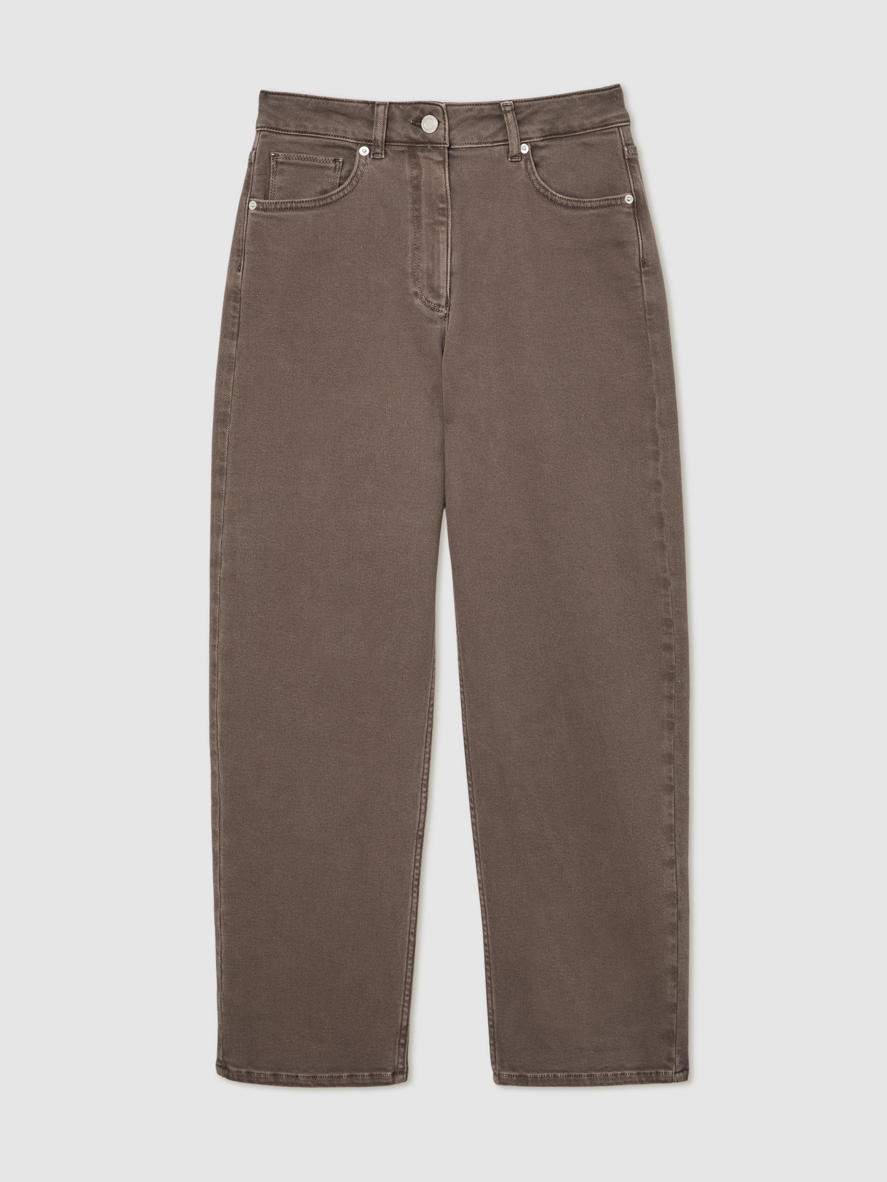 Petite Mid-Rise Straight-Leg Jeans in Mocha Brown - image 1