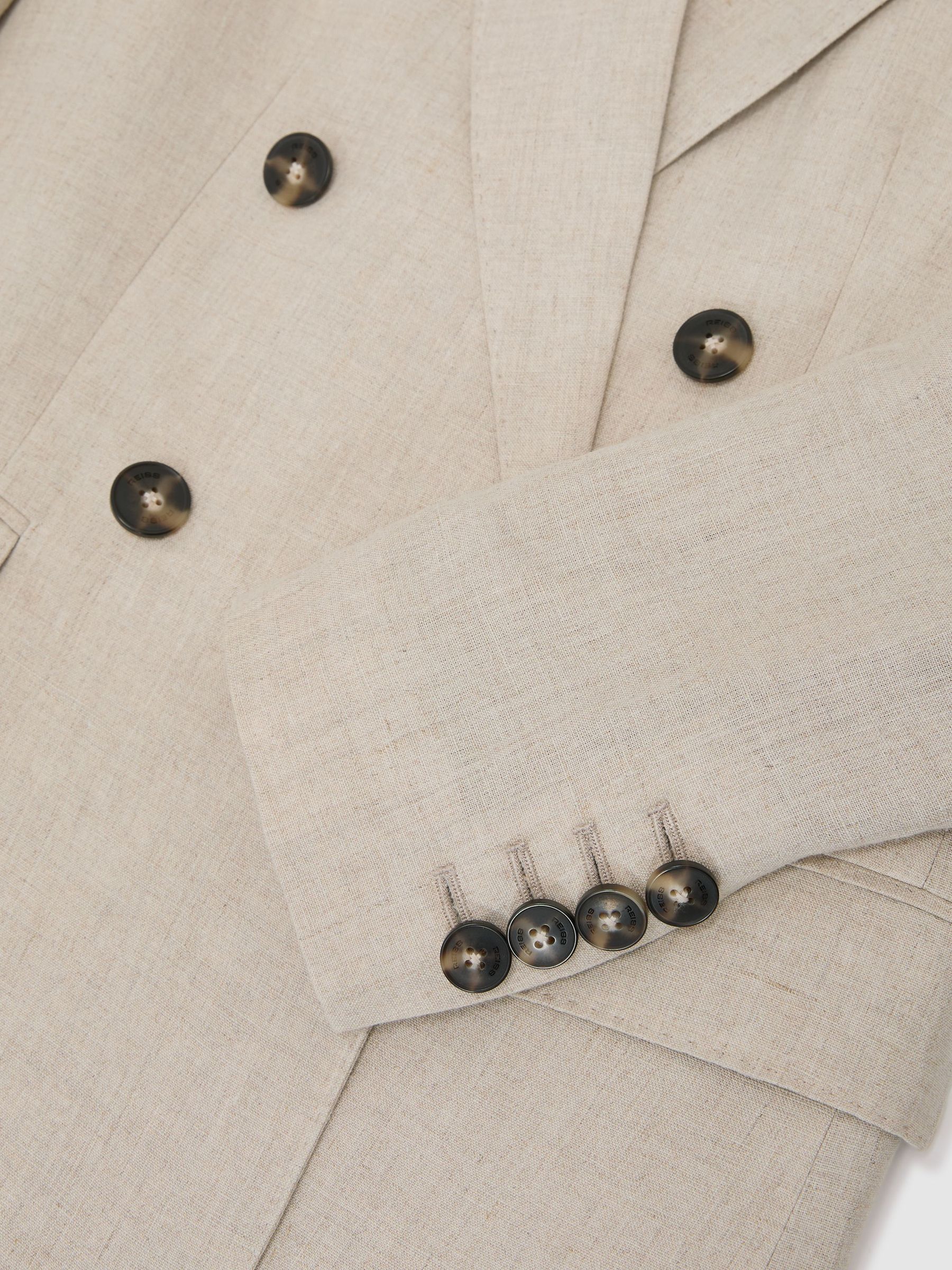 Linen Double-Breasted Suit Blazer in Neutral - Image 8 of 8