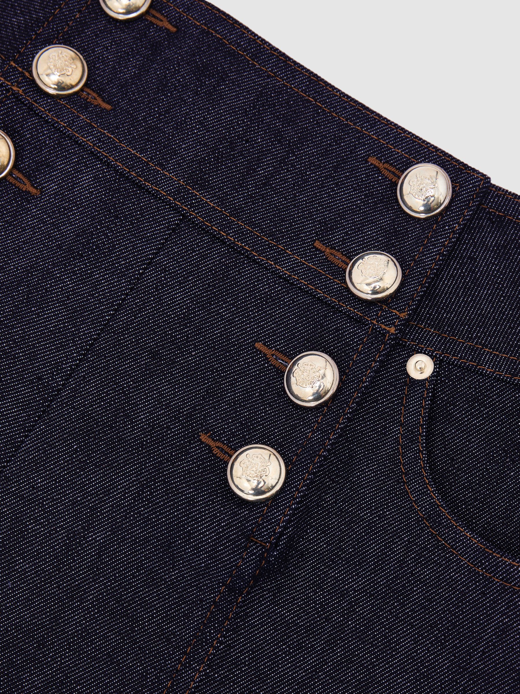Button-Detail Denim Shorts in Dark Blue - image 3
