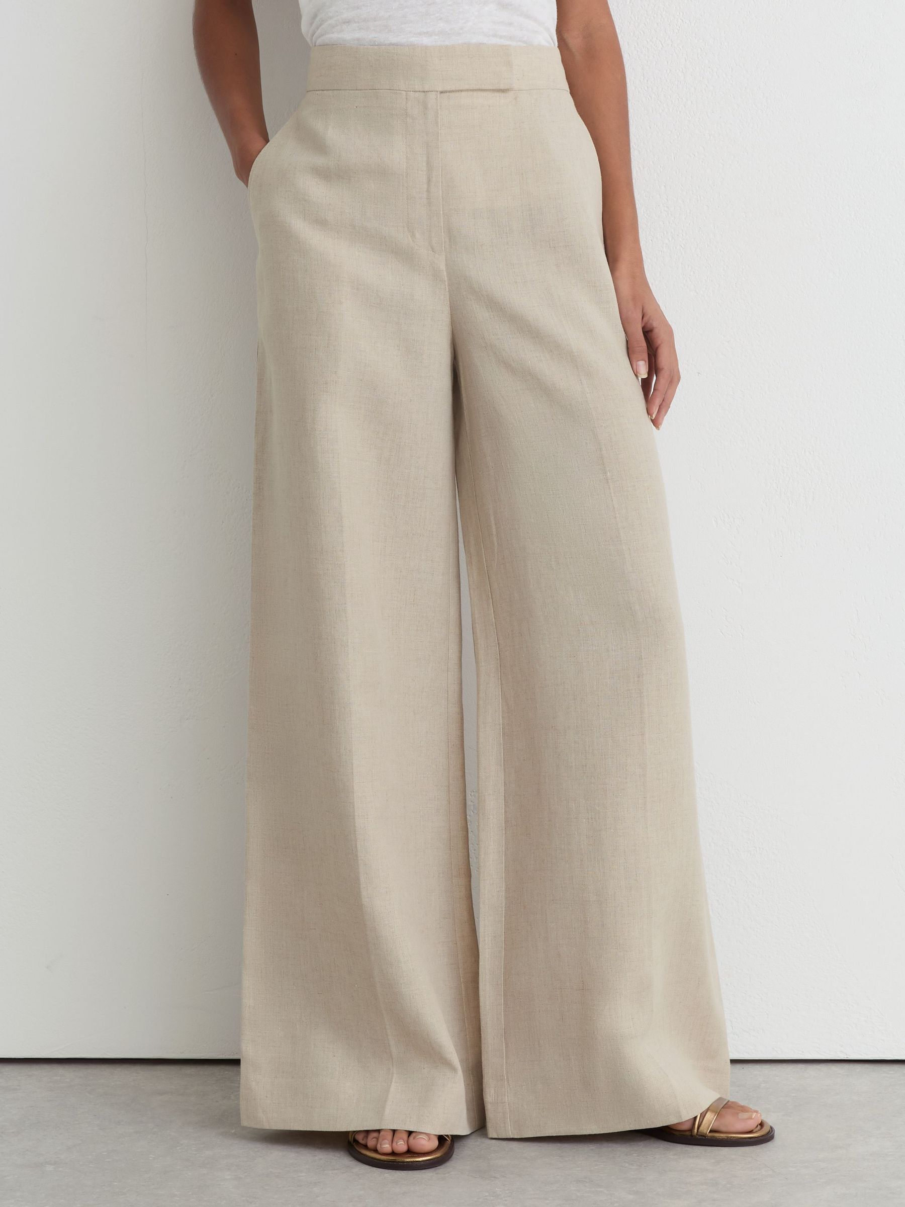 Linen Wide-Leg Suit Trousers in Neutral - Image 3 of 8