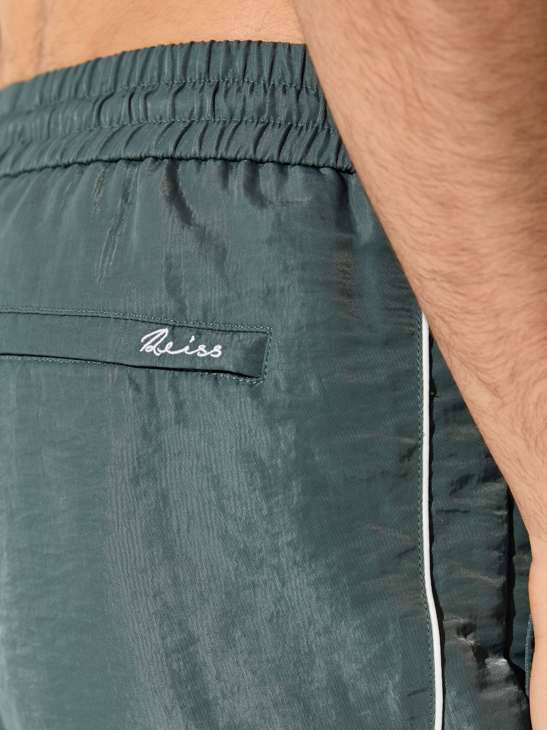 Piped Drawstring Swim Shorts in Sage Green - Image 6 of 7