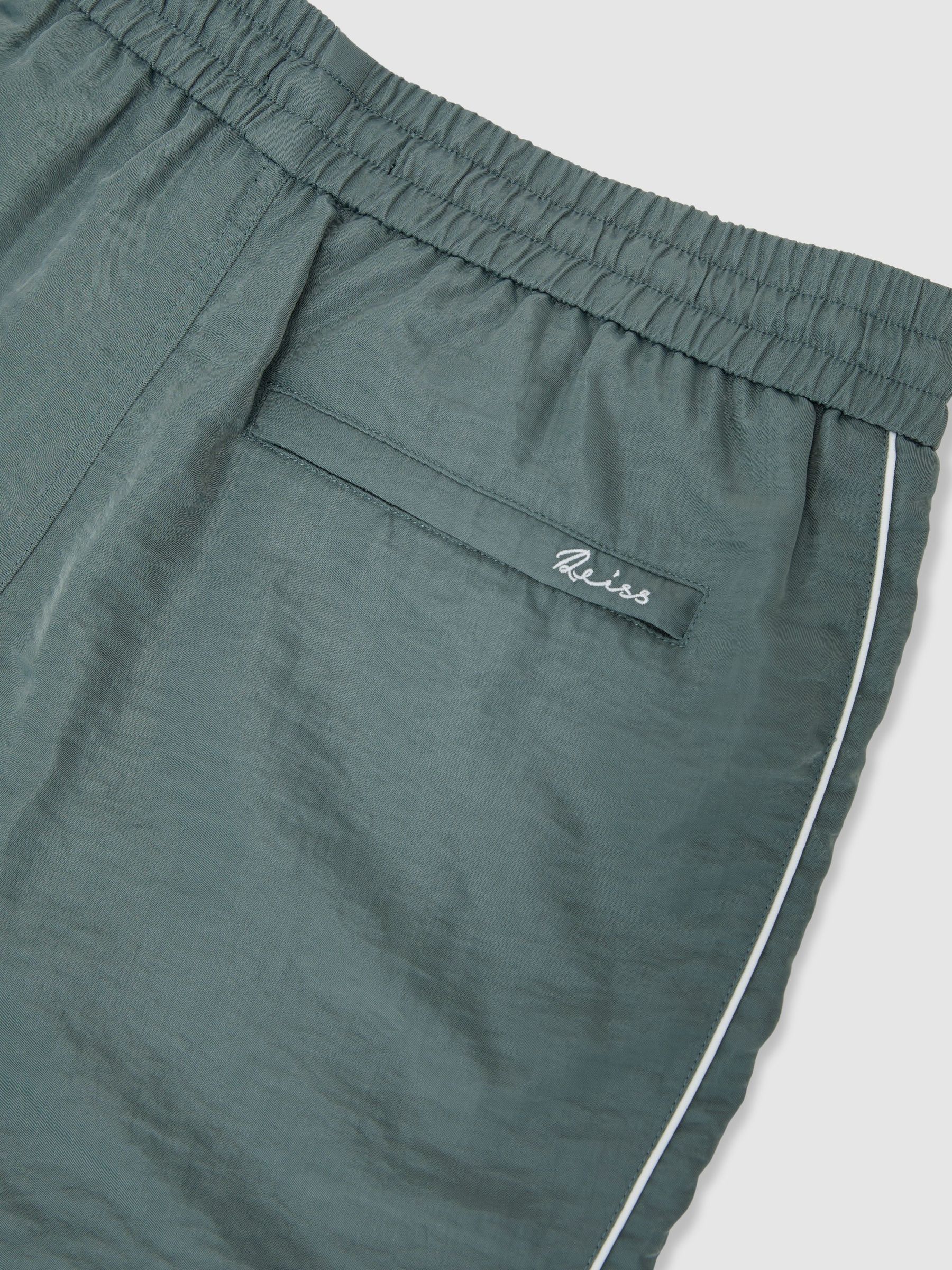 Piped Drawstring Swim Shorts in Sage Green - Image 7 of 7