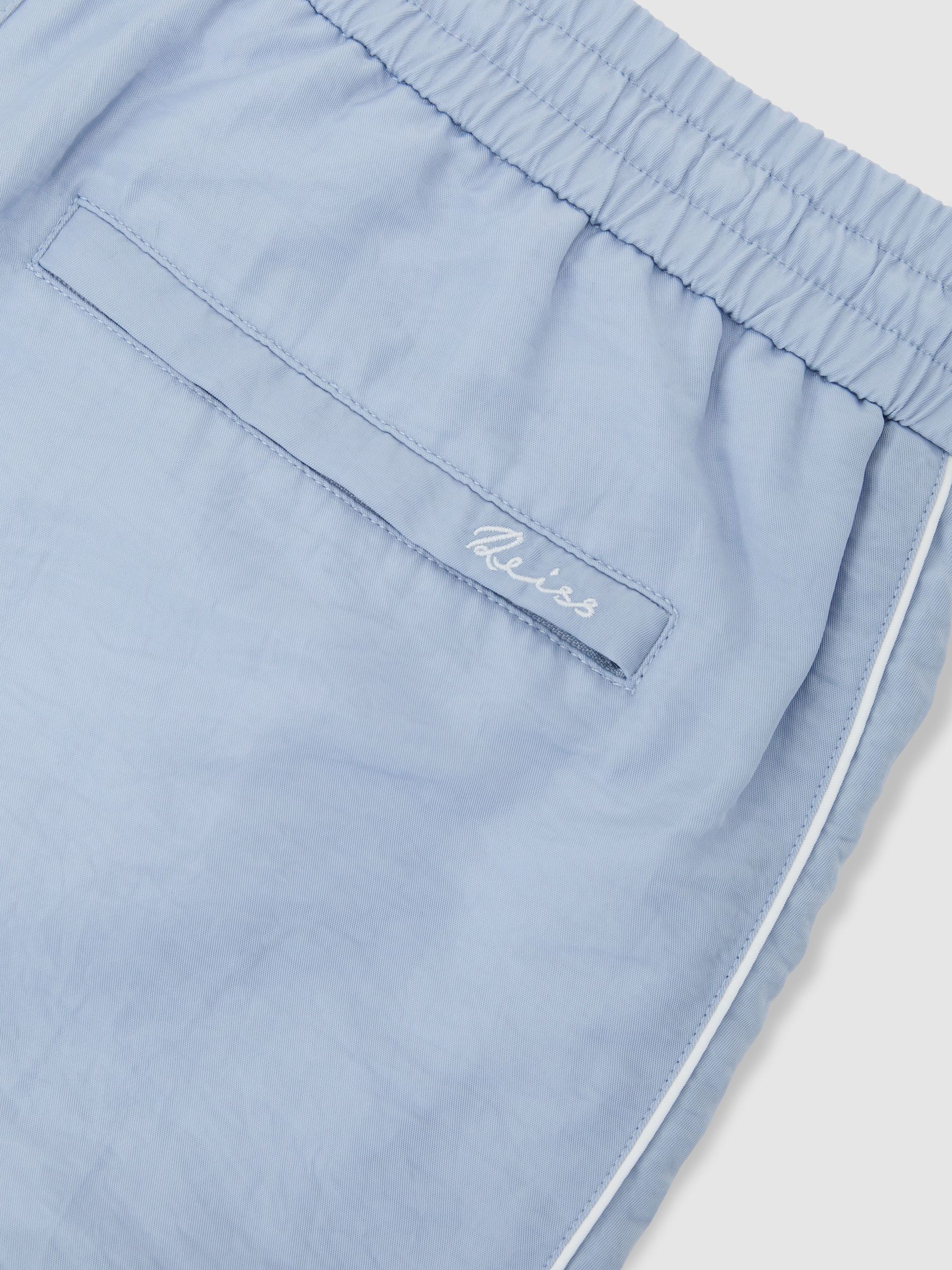 Piped Drawstring Swim Shorts in Soft Blue - image 4