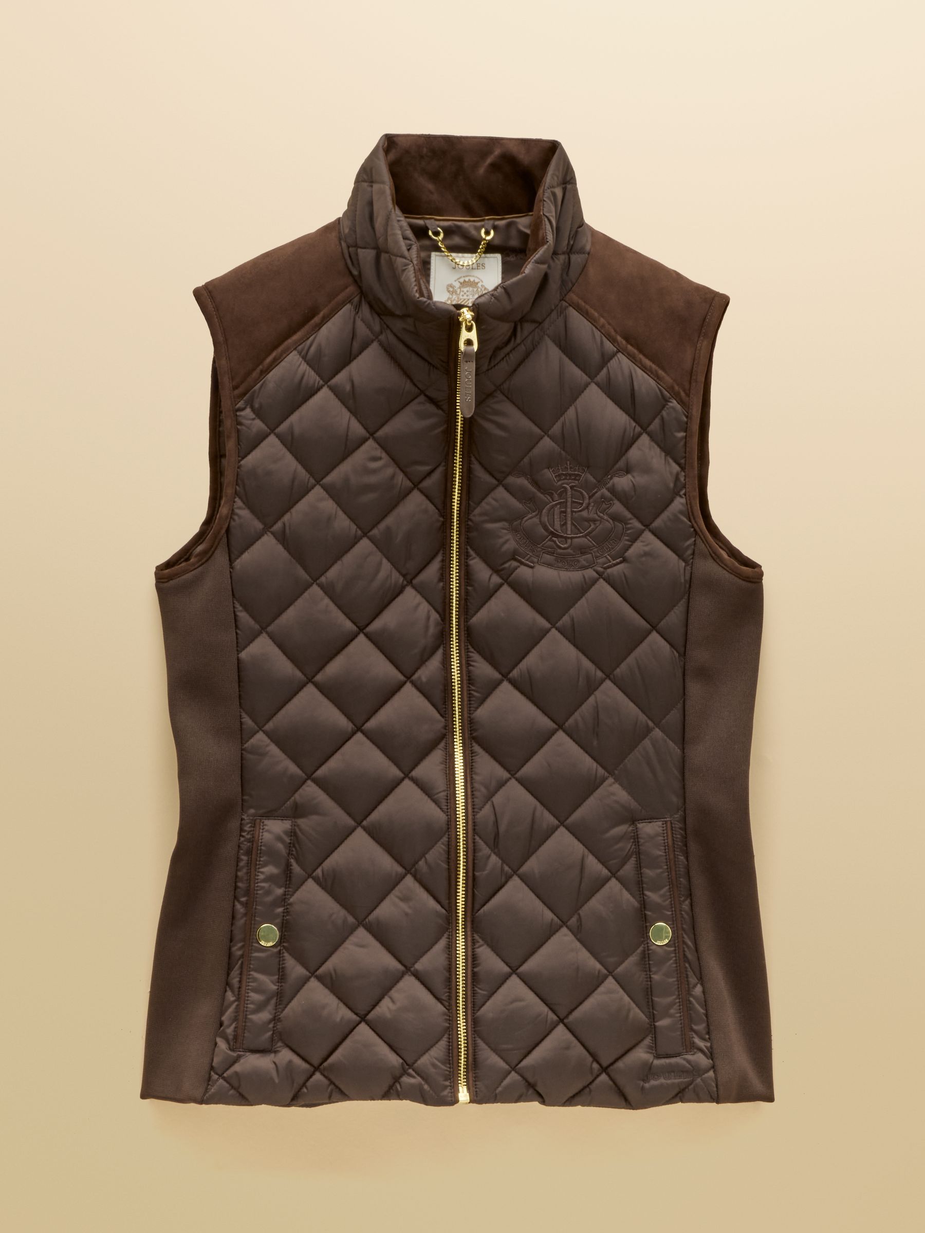 Braemar Luxe Chocolate Brown Showerproof Diamond Quilted Gilet - Image 10 of 10
