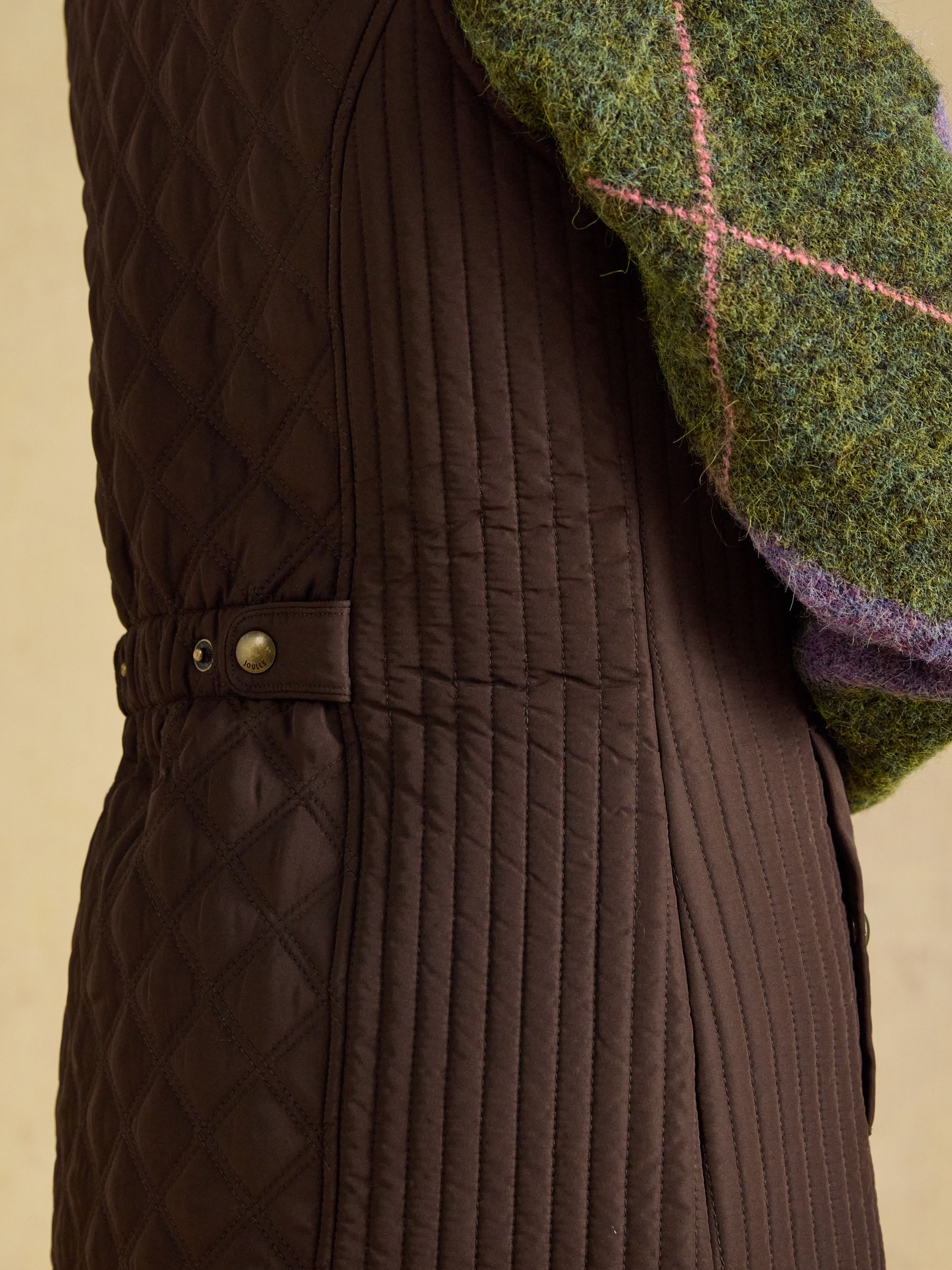 Minx Chocolate Brown Showerproof Diamond Quilted Gilet - Image 7 of 8