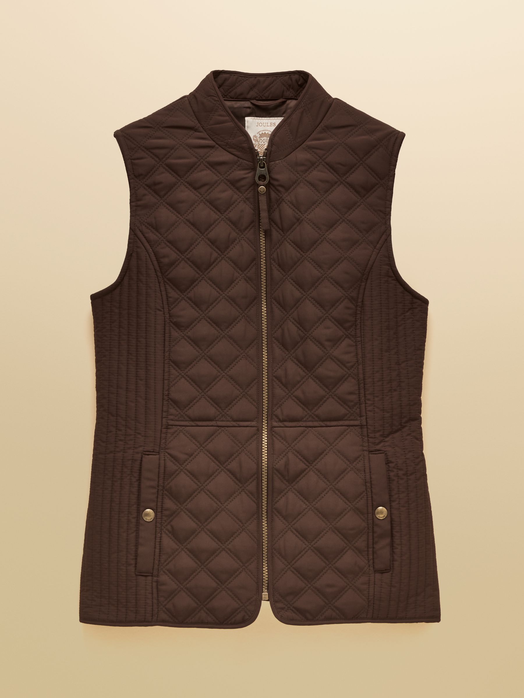 Minx Chocolate Brown Showerproof Diamond Quilted Gilet - Image 8 of 8