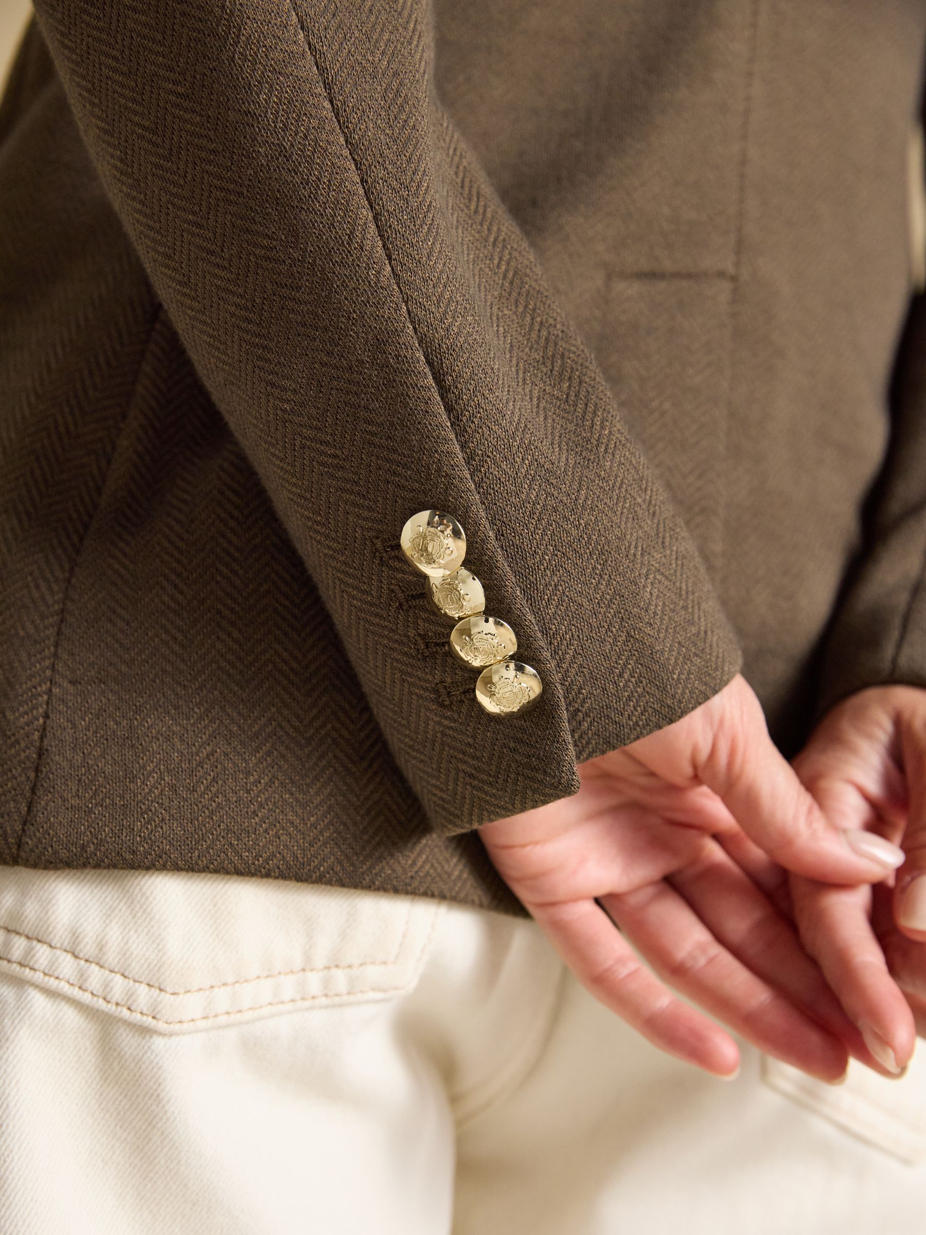 Albury Chocolate Brown Badged Jersey Blazer - Image 4 of 10