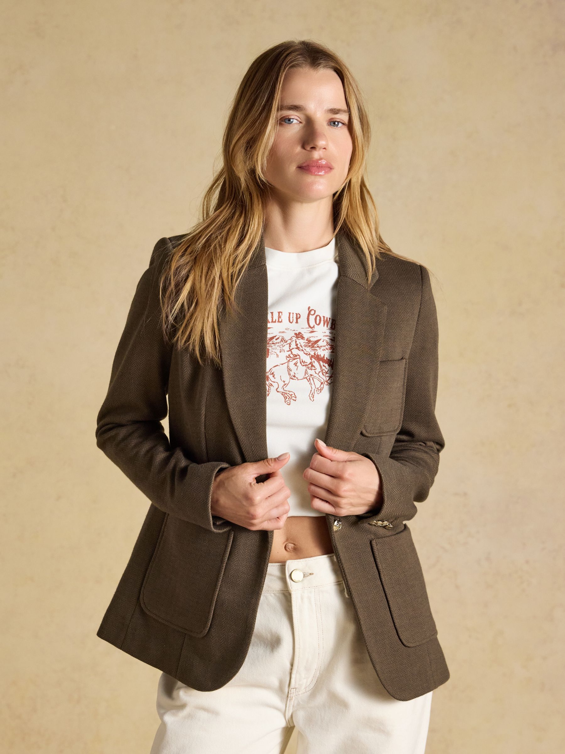 Albury Chocolate Brown Badged Jersey Blazer - Image 5 of 10