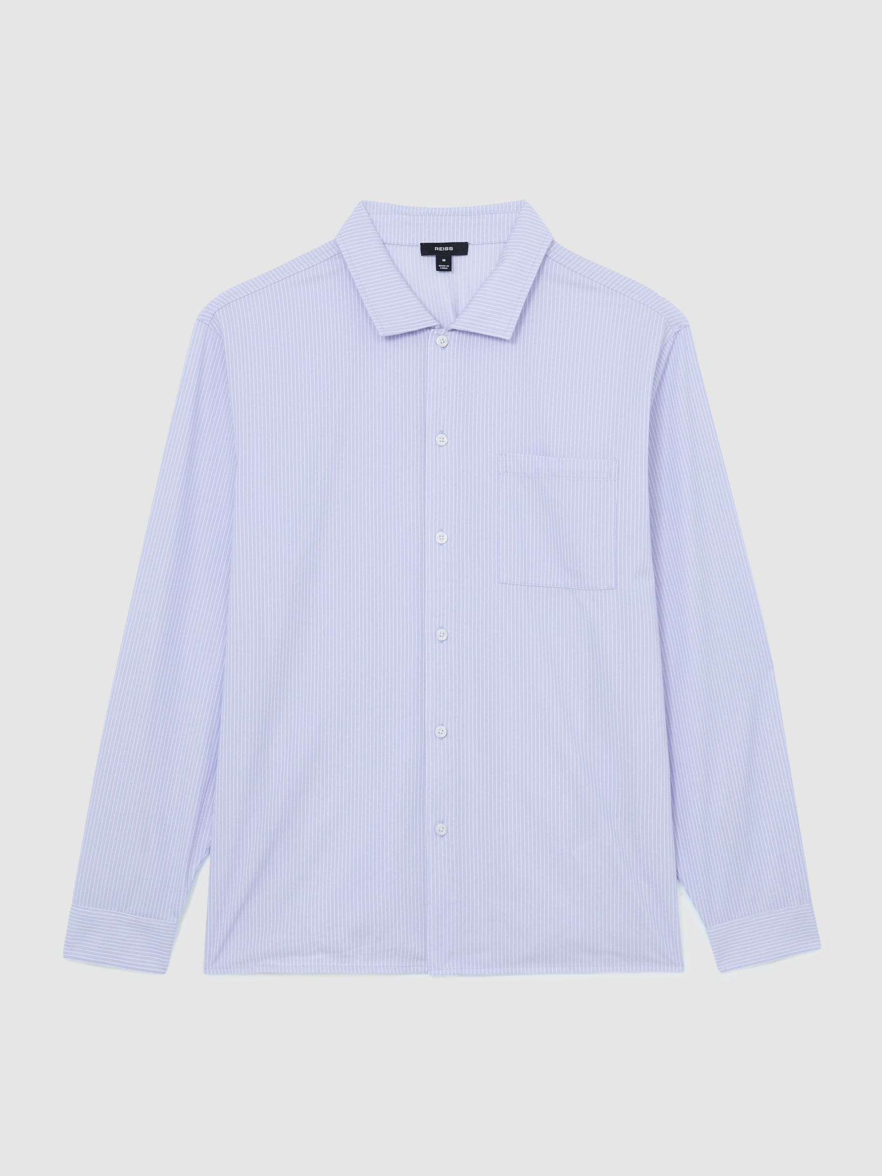 Pinstripe Regular-Fit Long-Sleeve Shirt With Cotton in Soft Blue