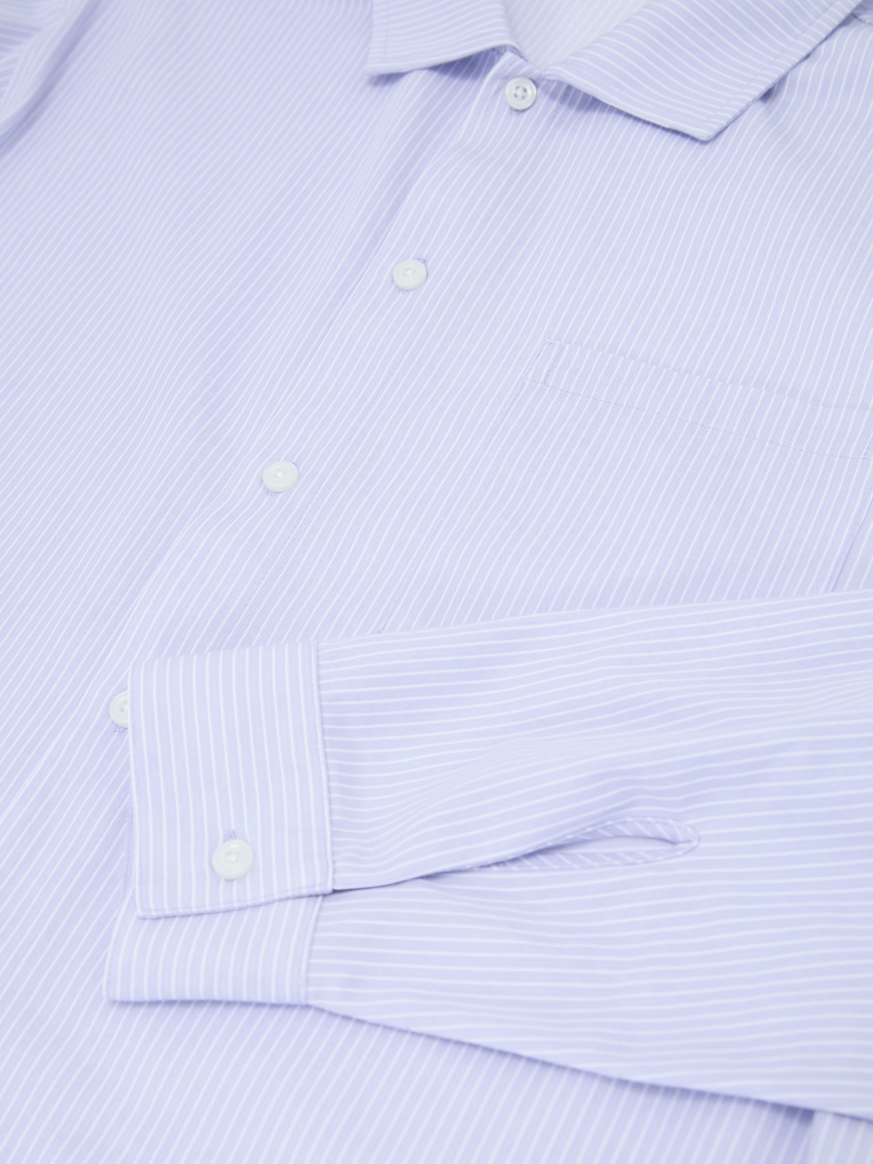 Pinstripe Regular-Fit Long-Sleeve Shirt With Cotton in Soft Blue - image 3