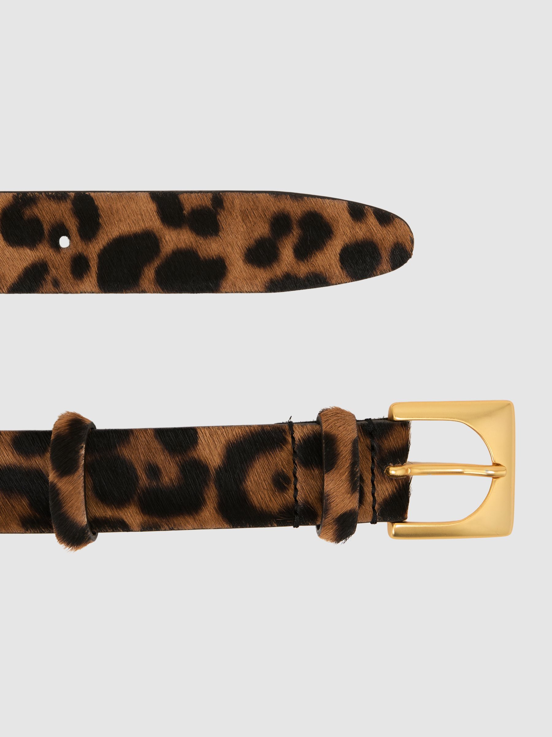 Pony-Hair Leopard Square-Buckle Belt in Animal - image 2