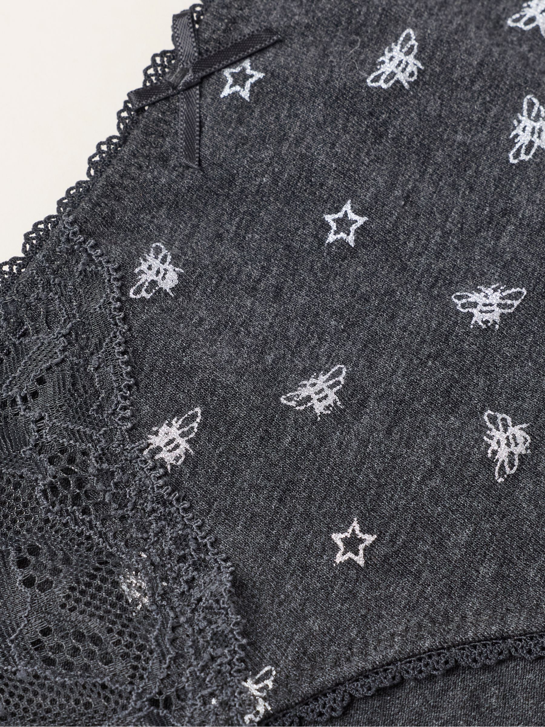 Charcoal Grey Foiled Bee Classic Knickers - Image 2 of 2 Charcoal Grey Foiled Bee Classic Knickers - Image 2 of 2
