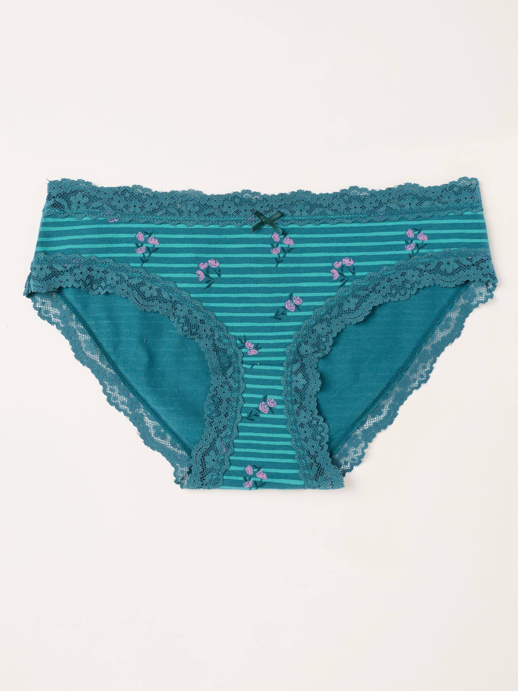 Green Stripe Floral Classic Knickers - Image 1 of 2 Green Stripe Floral Classic Knickers - Image 1 of 2