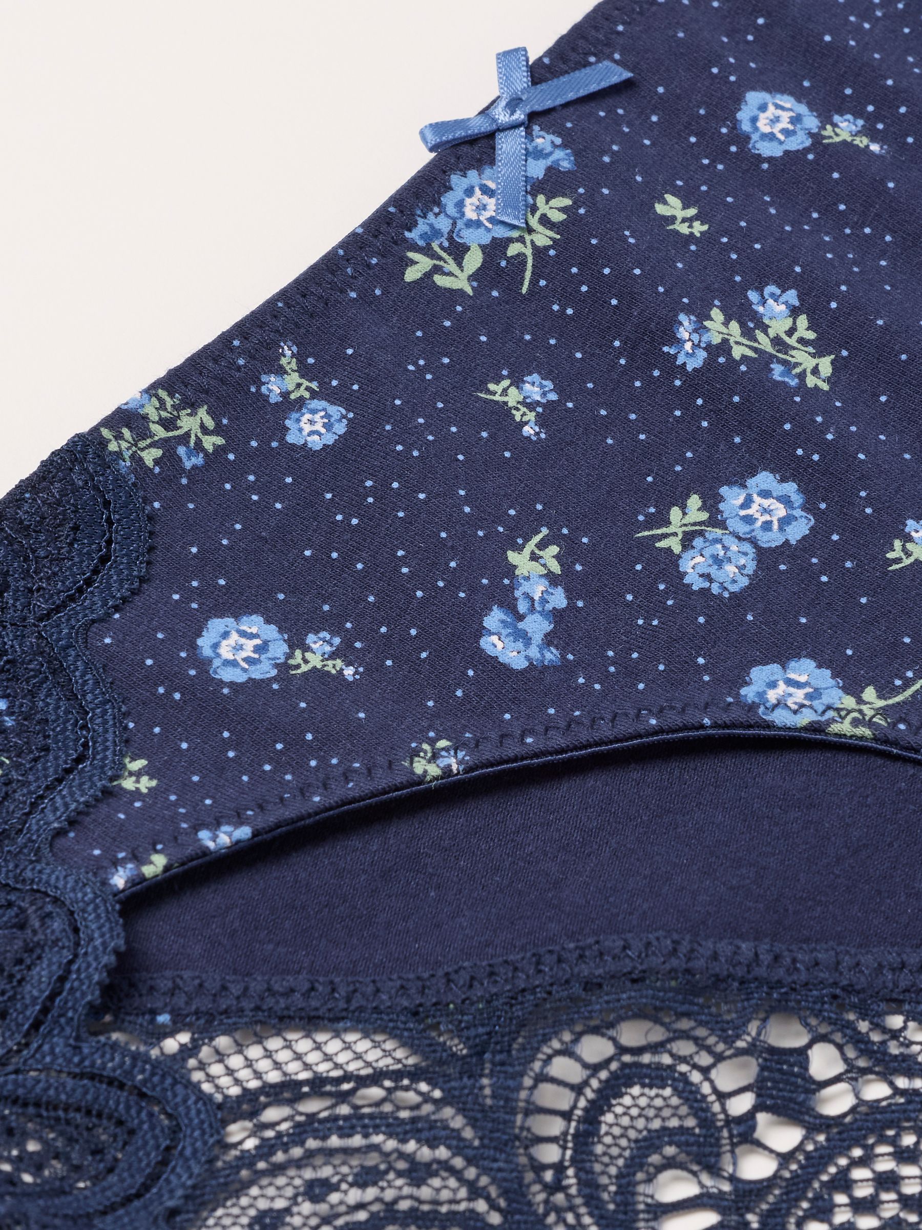Navy Floral Polka Dot Brazilian Knickers - Image 2 of 2