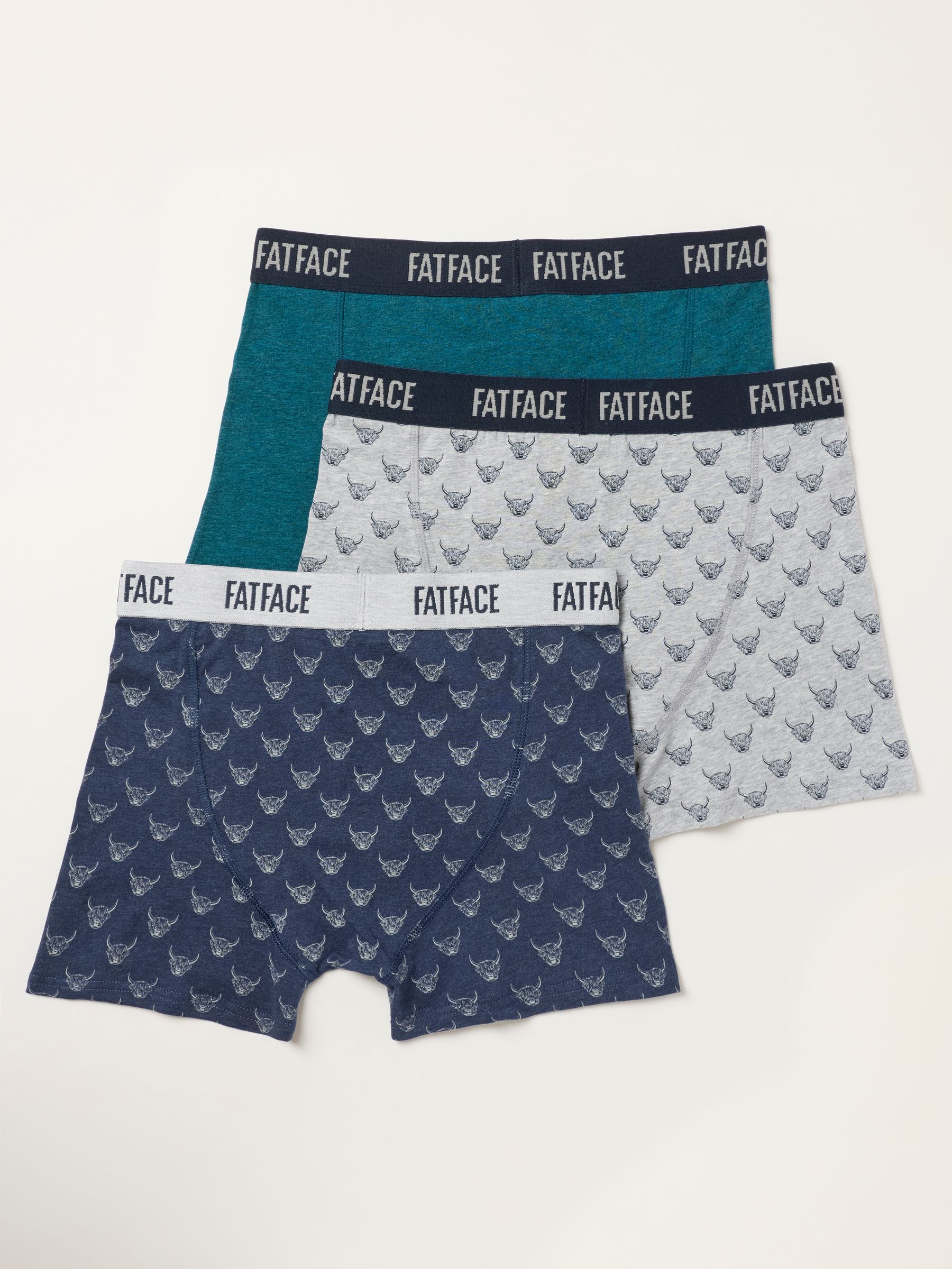 Teal Blue 3 Pairs of Highland Cow Print Boxers - Image 2 of 3