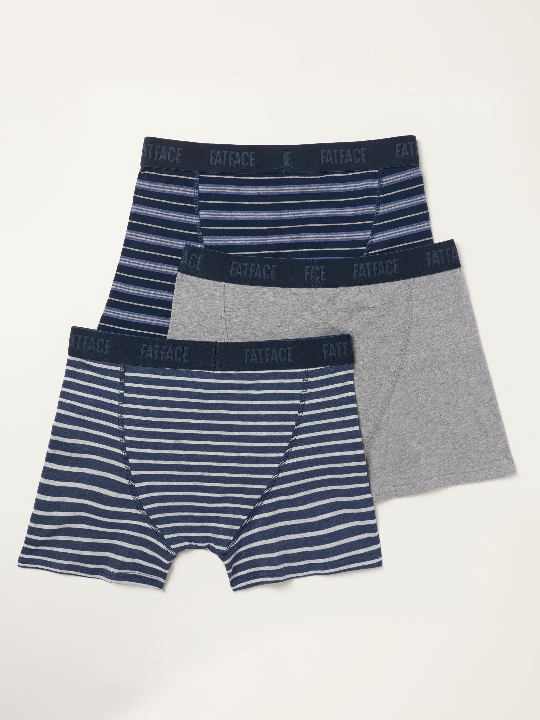 3 Pack Navy/Striped/Grey Boxers - Image 2 of 3