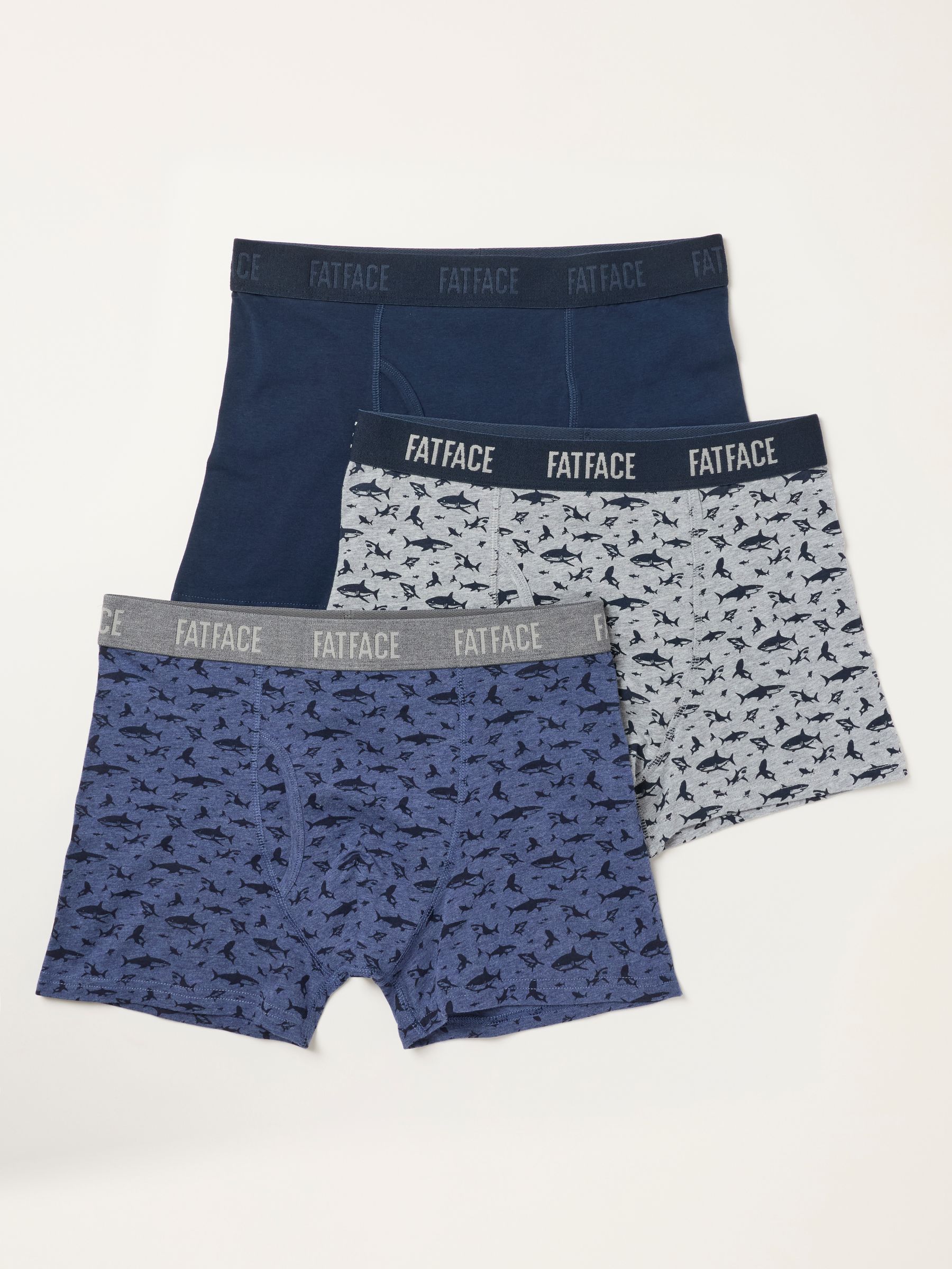 Blue 3 Pairs of Shark Print Boxers - Image 1 of 3 Blue 3 Pairs of Shark Print Boxers - Image 1 of 3