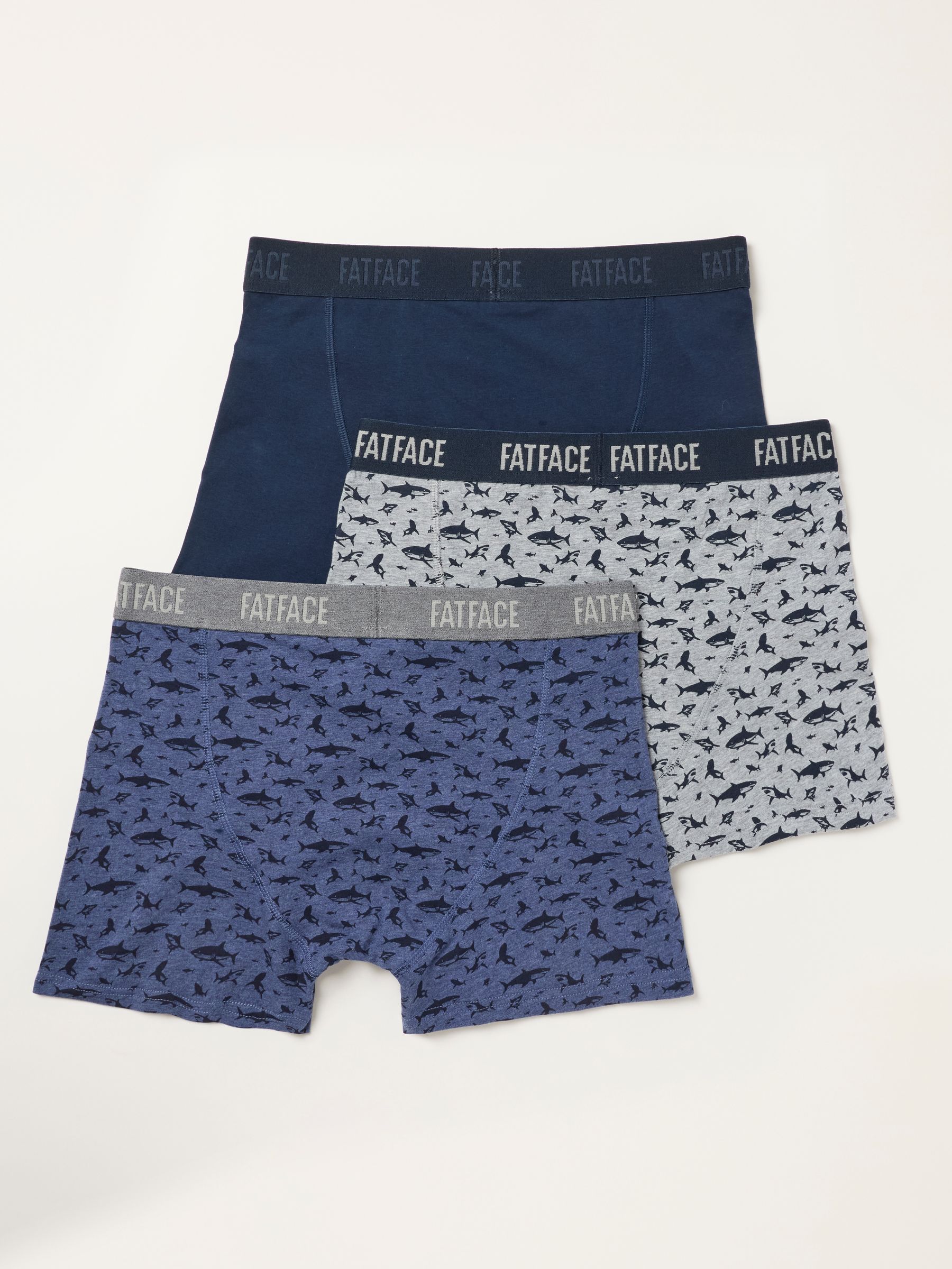 Blue 3 Pairs of Shark Print Boxers - Image 2 of 3 Blue 3 Pairs of Shark Print Boxers - Image 2 of 3