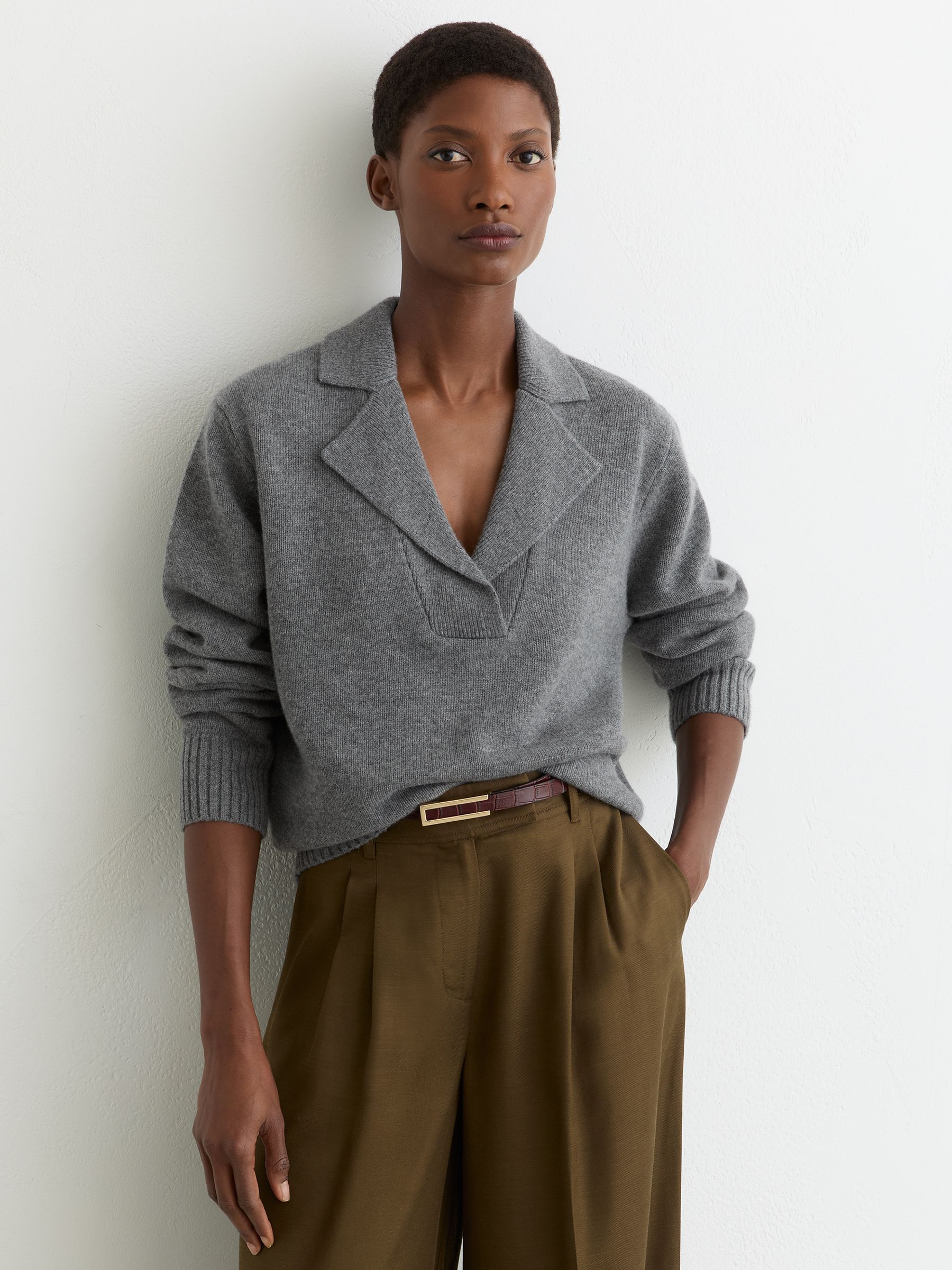 Wool-cashmere Collared Knit Jumper