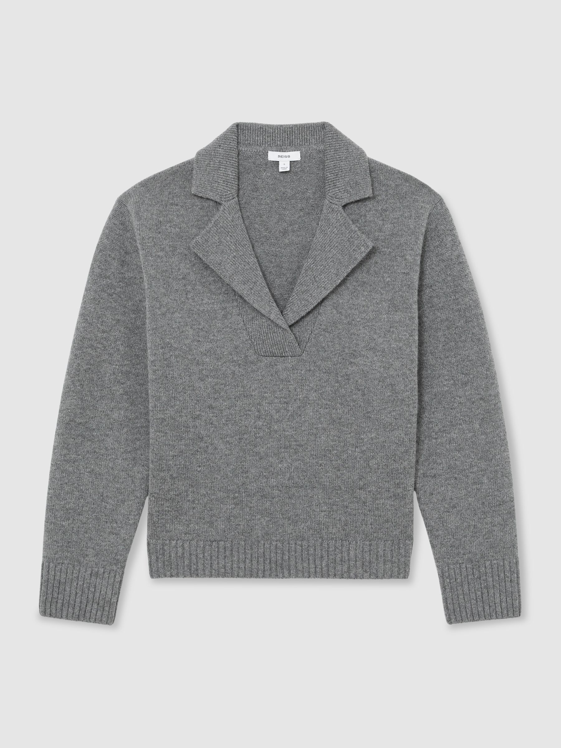 Wool-Cashmere Collared Knit Jumper in Grey Marl - image 1